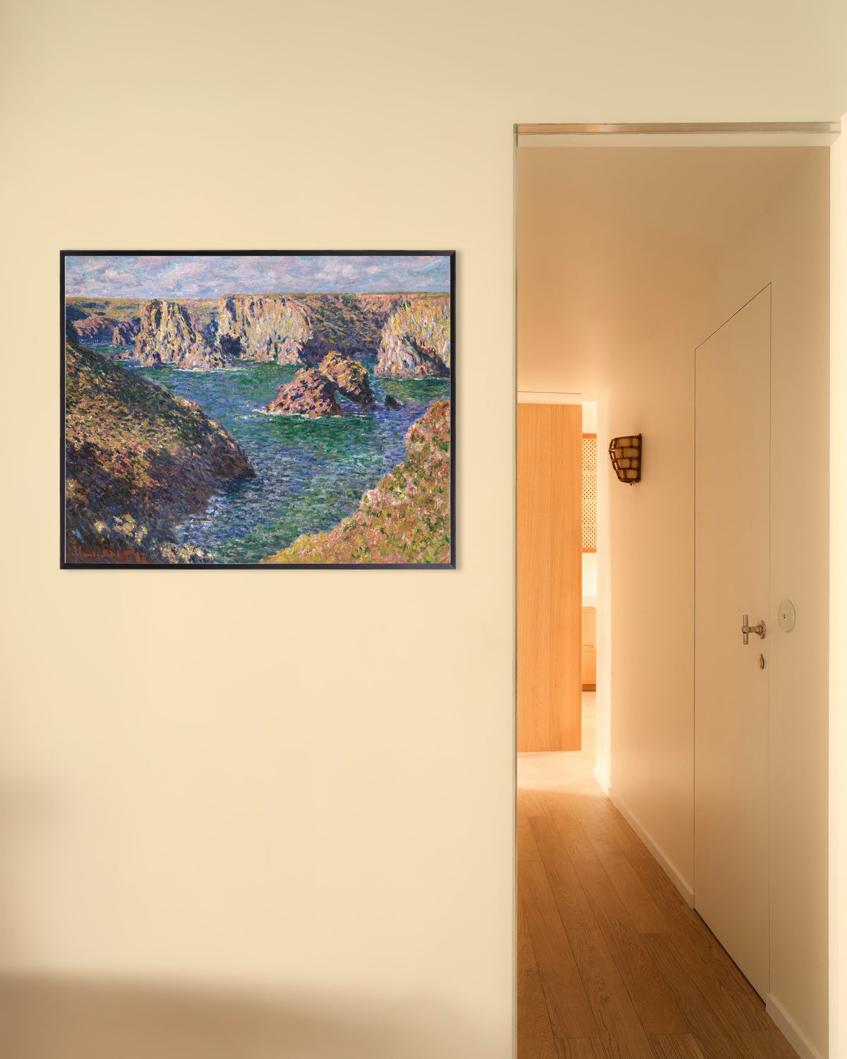 Poster Port-Domois, Belle-Île (1887) di Claude Monet con cornice in metallo