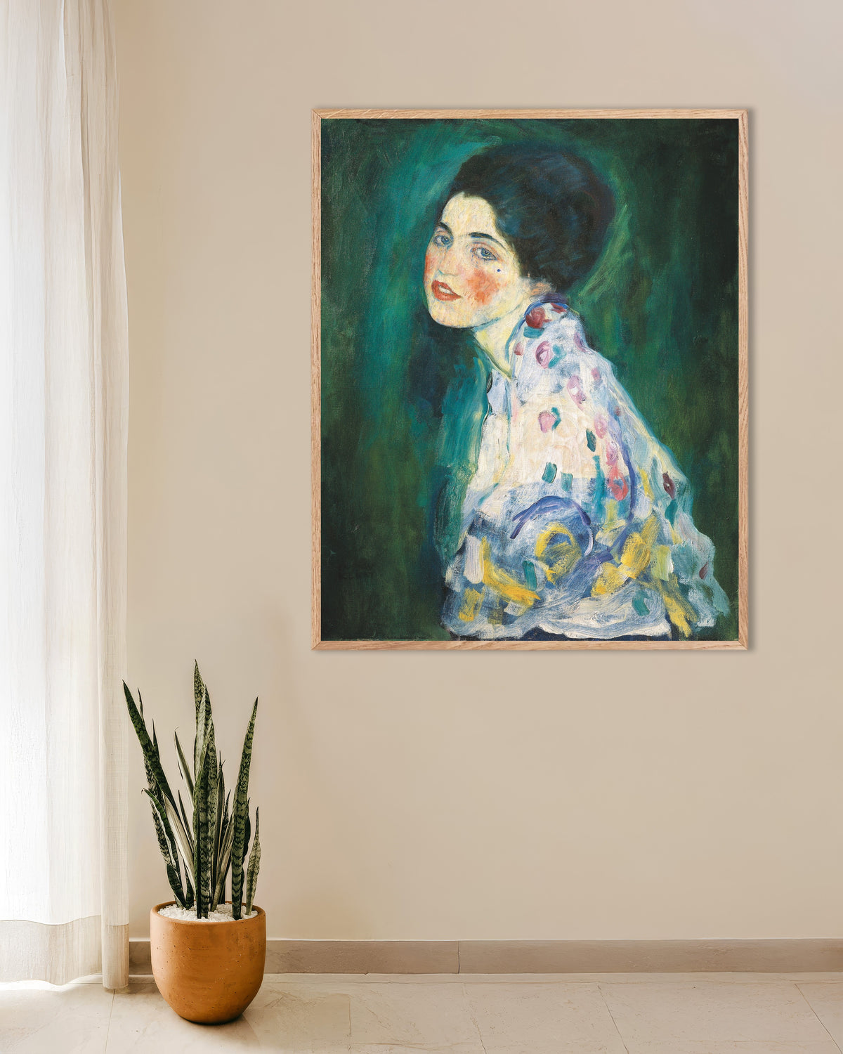 Poster Ritratto di signora (1916–1917) di Gustav Klimt con cornice in legno naturale