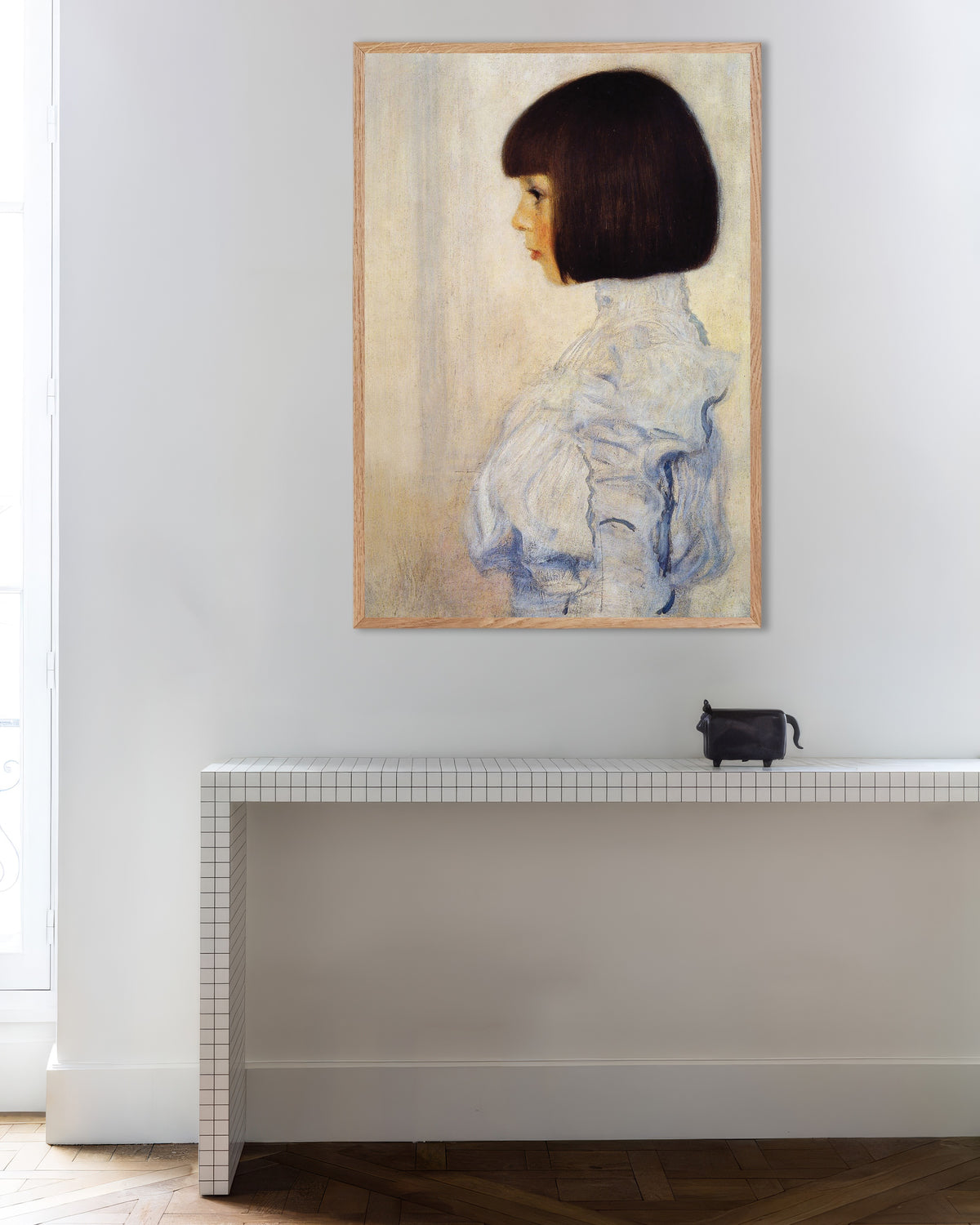 Poster Ritratto di Helene Klimt (1898) di Gustav Klimt con cornice in legno naturale