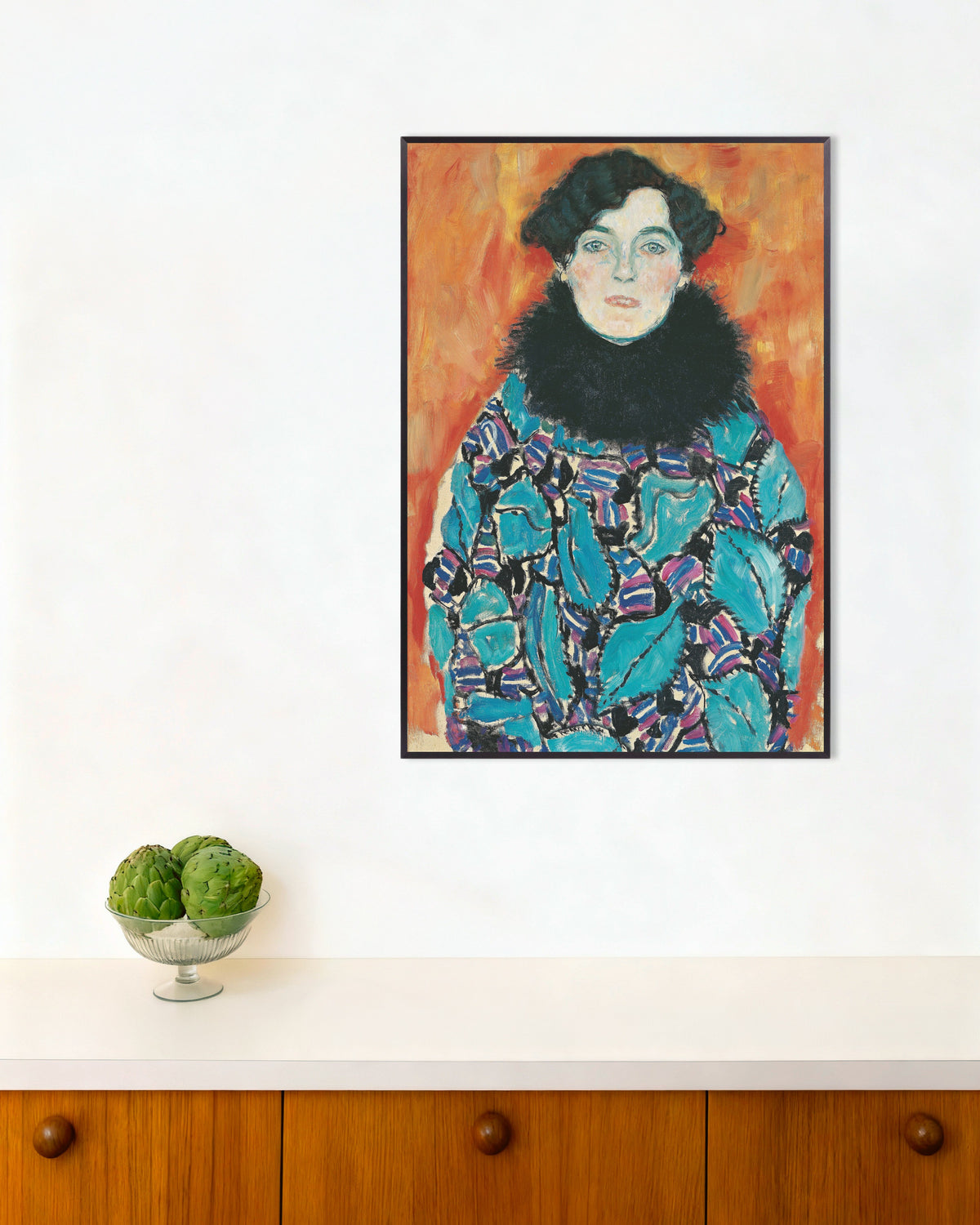 Poster Ritratto di Johanna Staude (1917) di Gustav Klimt con cornice in metallo