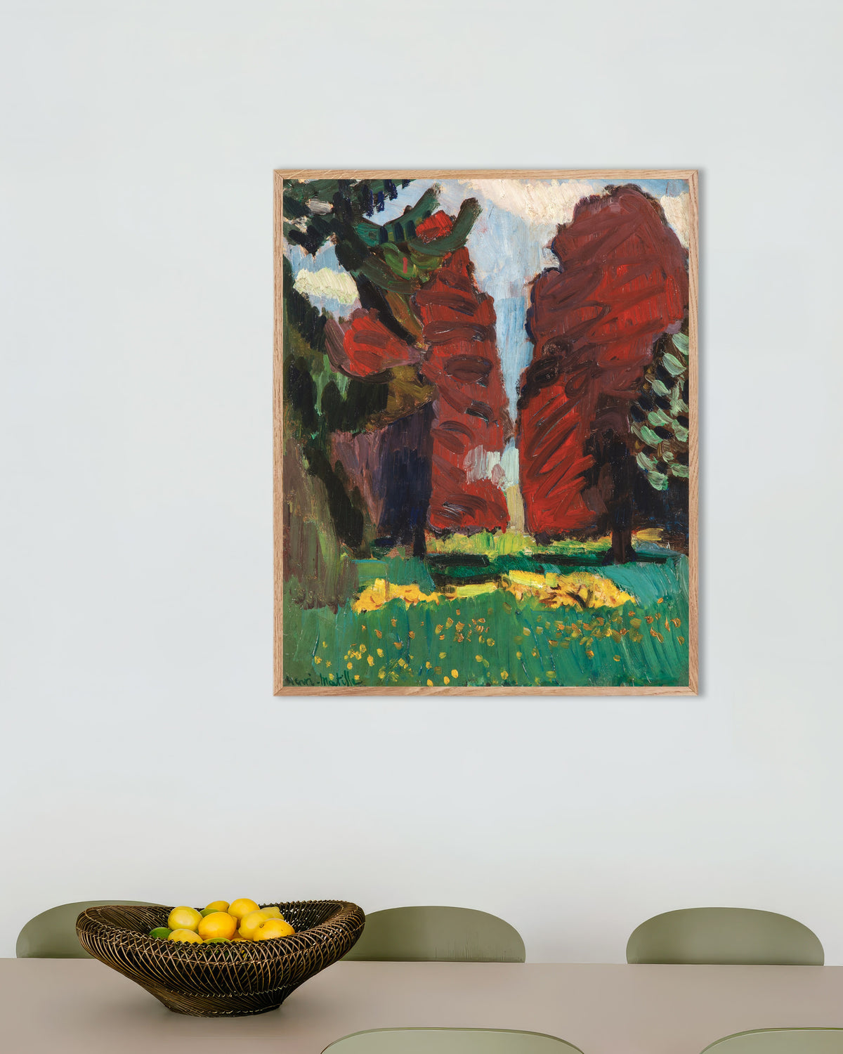 Poster di Faggi viola (1901) di Henri Matisse, con cornice in legno naturale