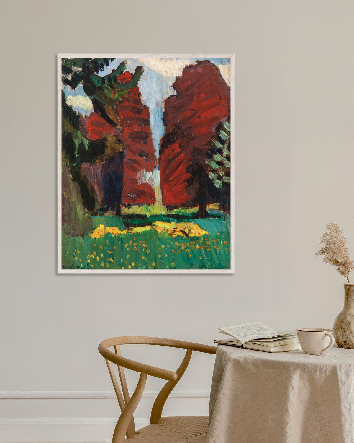 Poster di Faggi viola (1901) di Henri Matisse, con cornice in legno bianco
