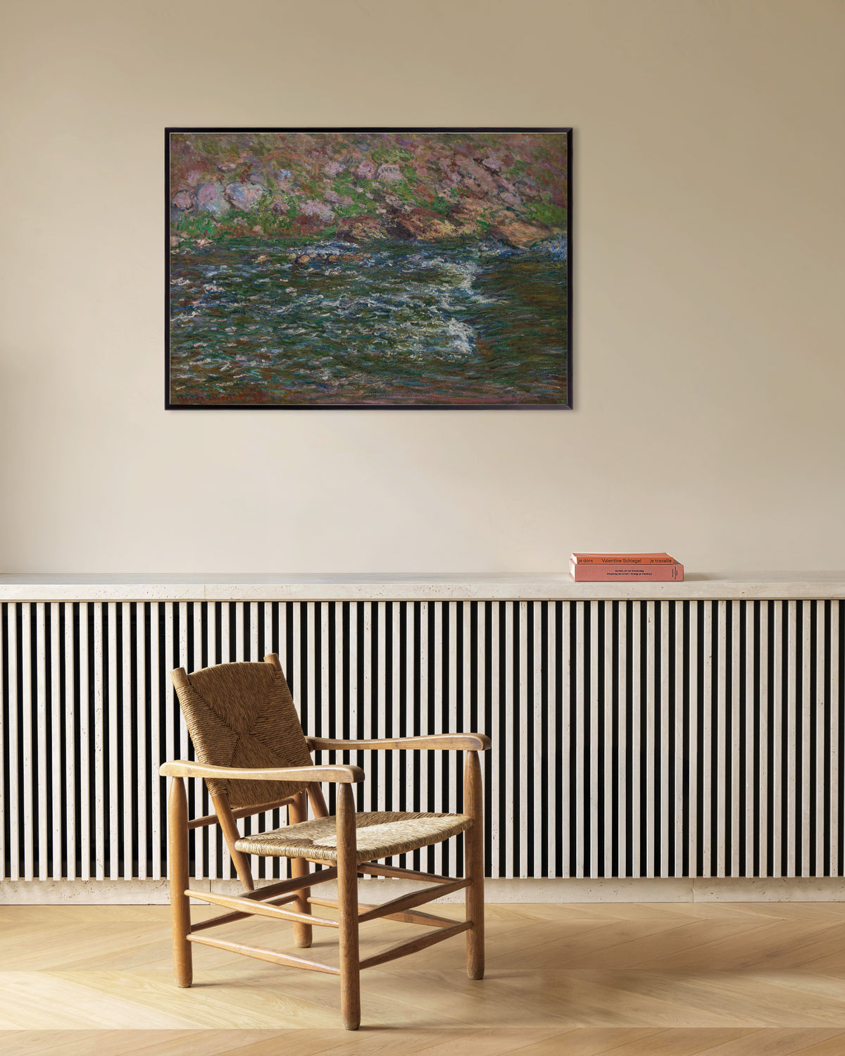 Poster Rapide sulla Petite Creuse a Fresselines (1889) di Claude Monet con cornice in metallo