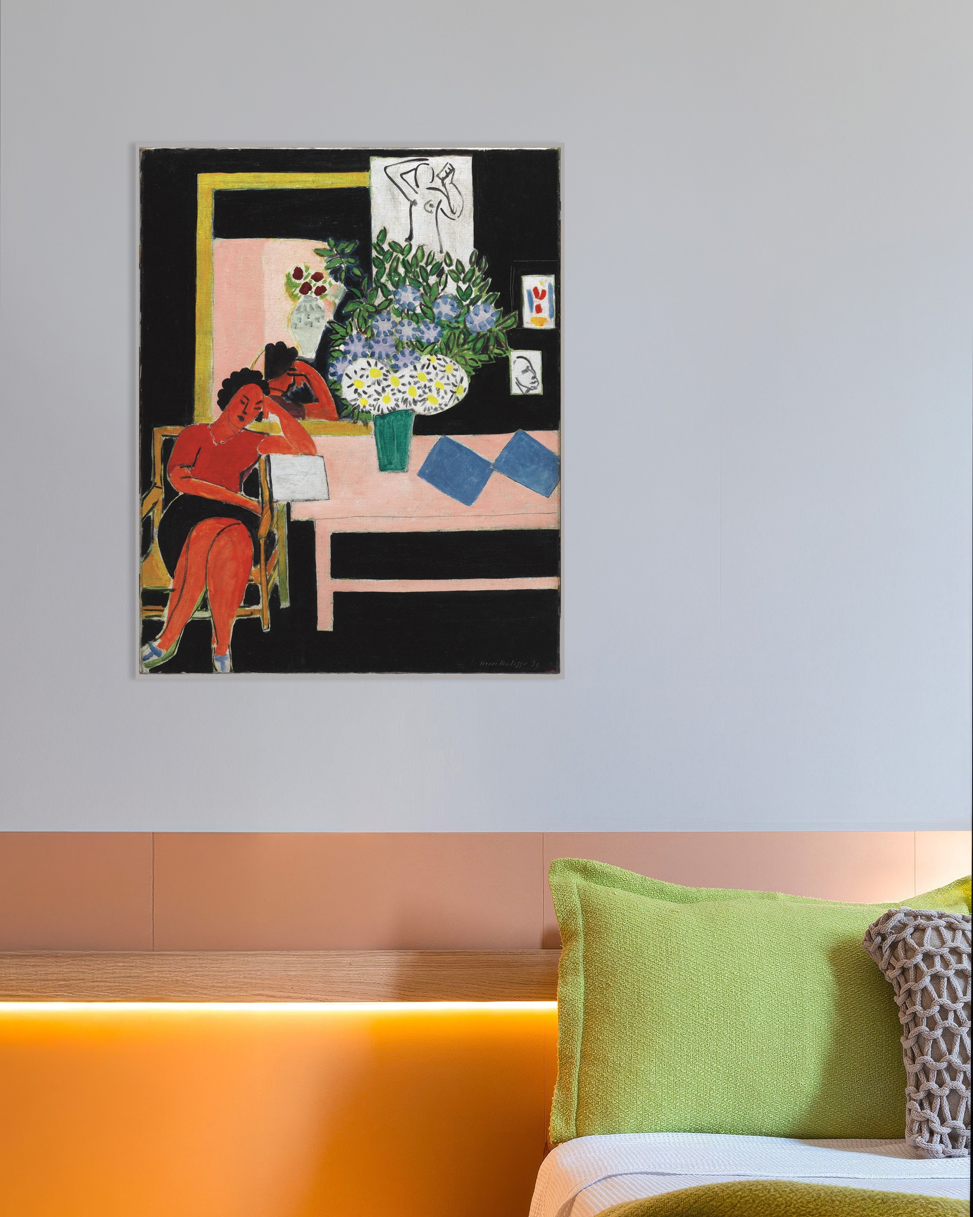 Poster of Reader on a Black Background (Liseuse sur fond noir) by Henri Matisse