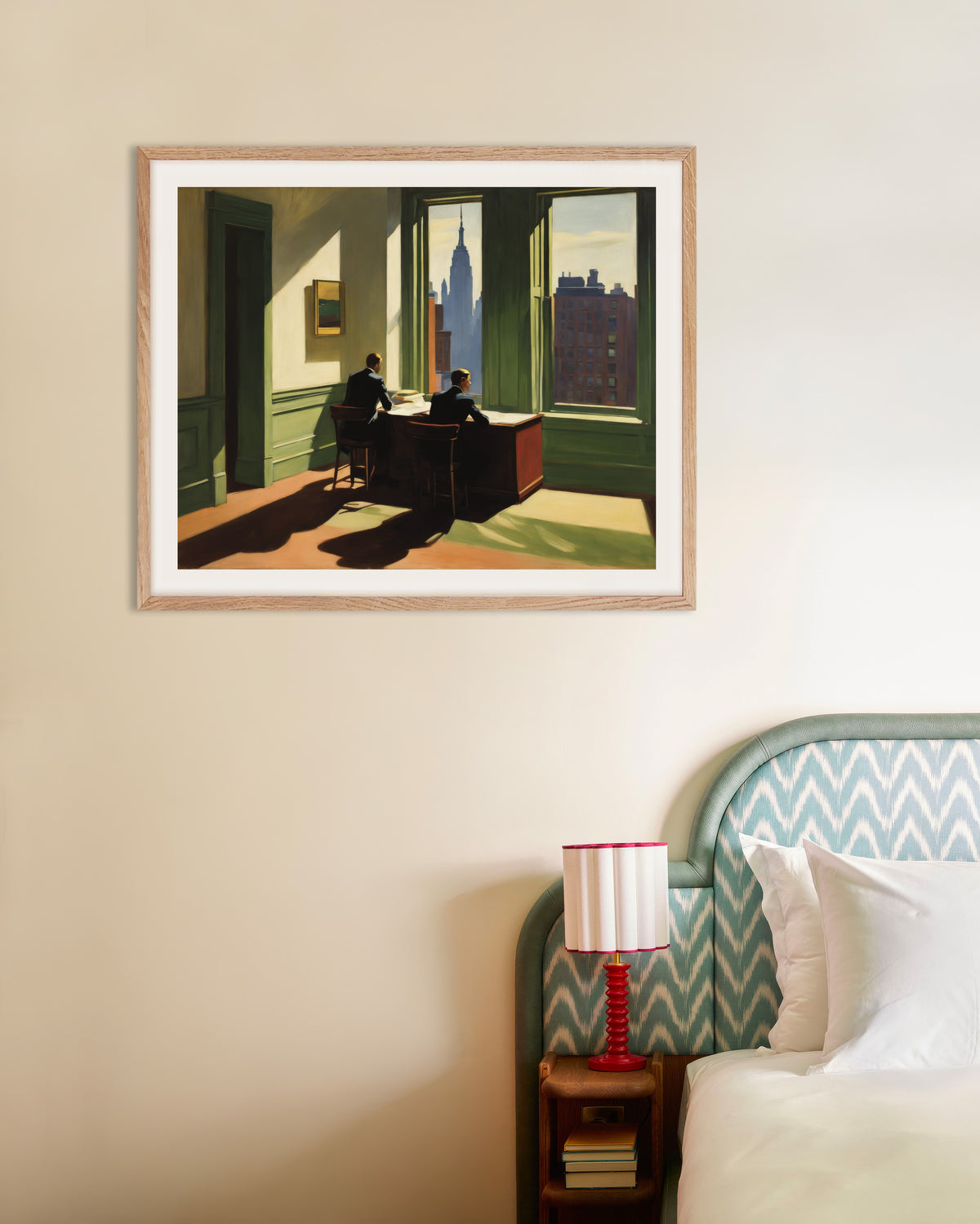 Poster di Pittura americana realistica del XX secolo, con cornice in legno naturale