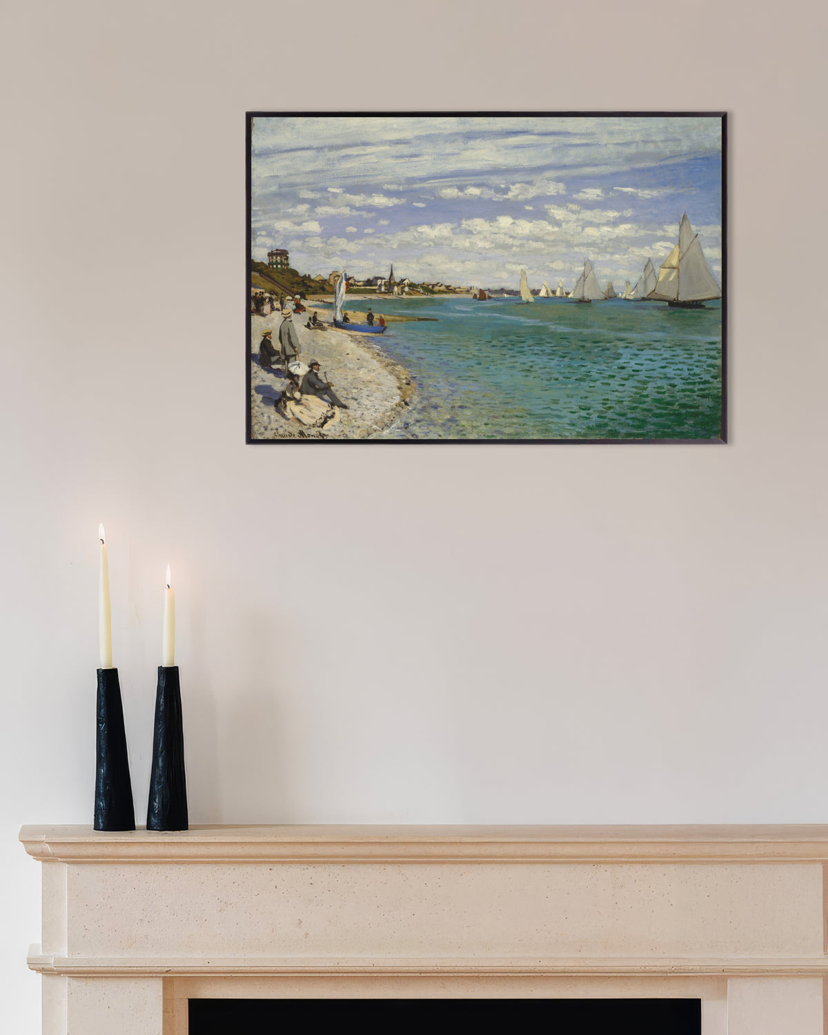 Poster Regata a Sainte-Adresse (1867) di Claude Monet con cornice in metallo