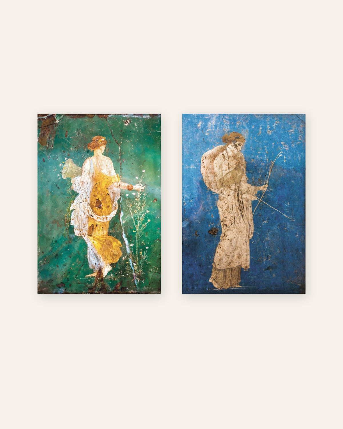 Set da 2 poster di affreschi romani, Flora e Artemide, senza cornice