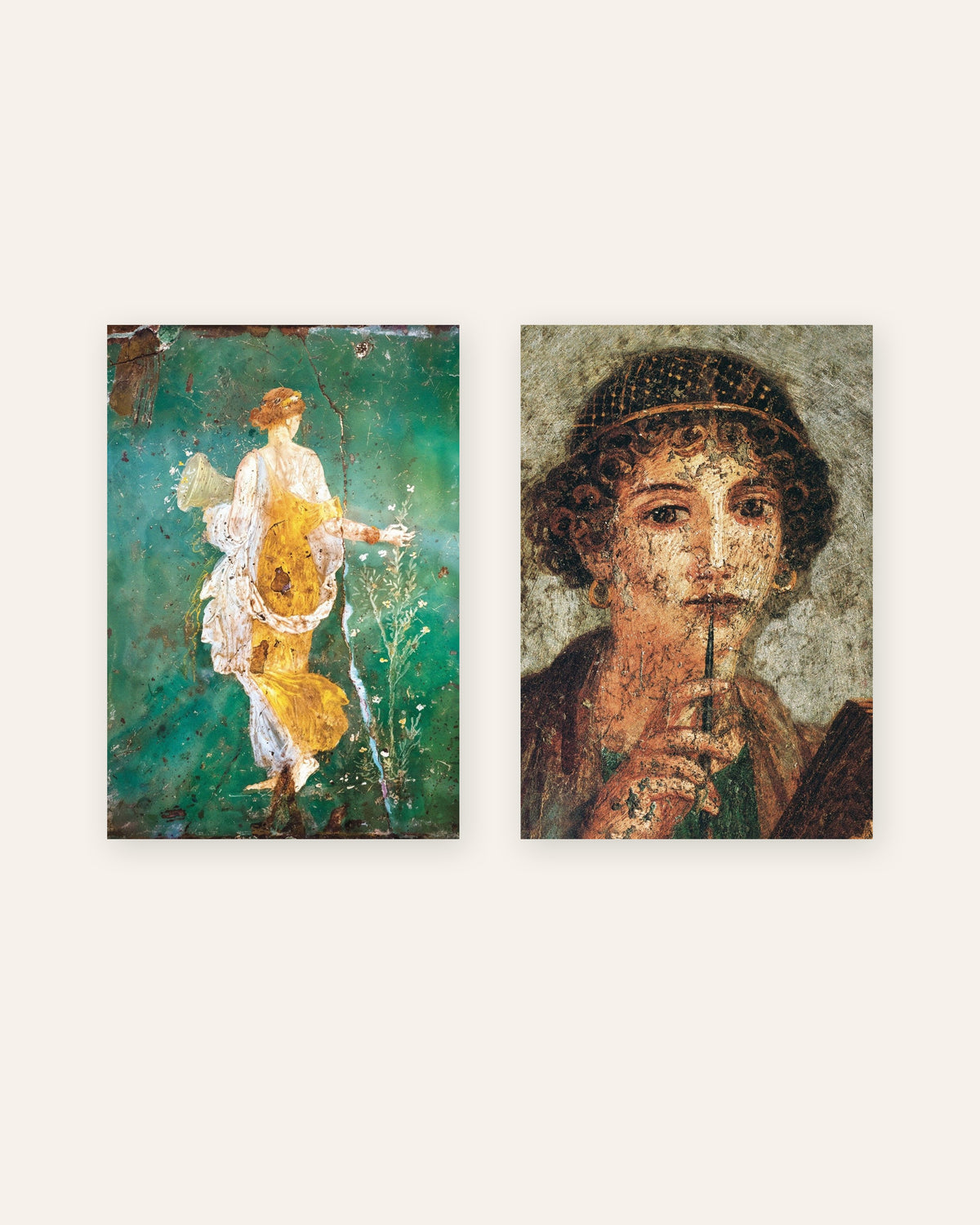 Set da 2 poster di affreschi romani, Flora e Saffo, senza cornice
