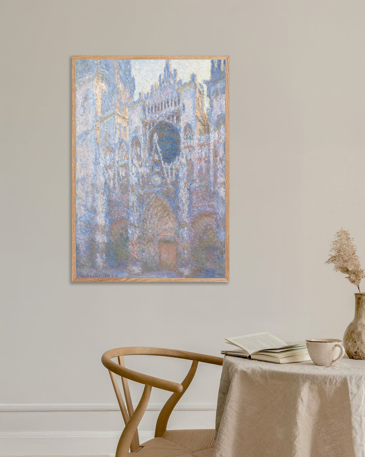 Poster La cattedrale di Rouen, facciata ovest (1894) di Claude Monet con cornice in legno naturale