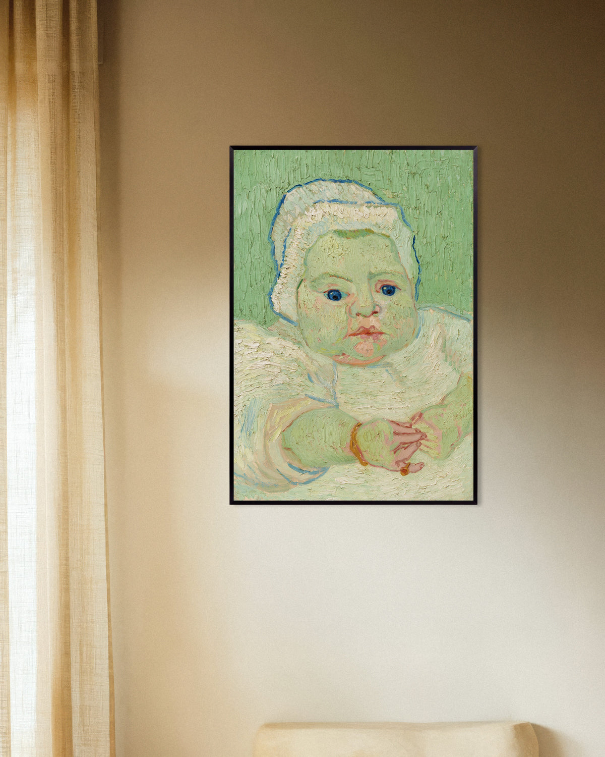 Poster di Il neonato Roulin (1888) di Vincent van Gogh, con cornice in metallo