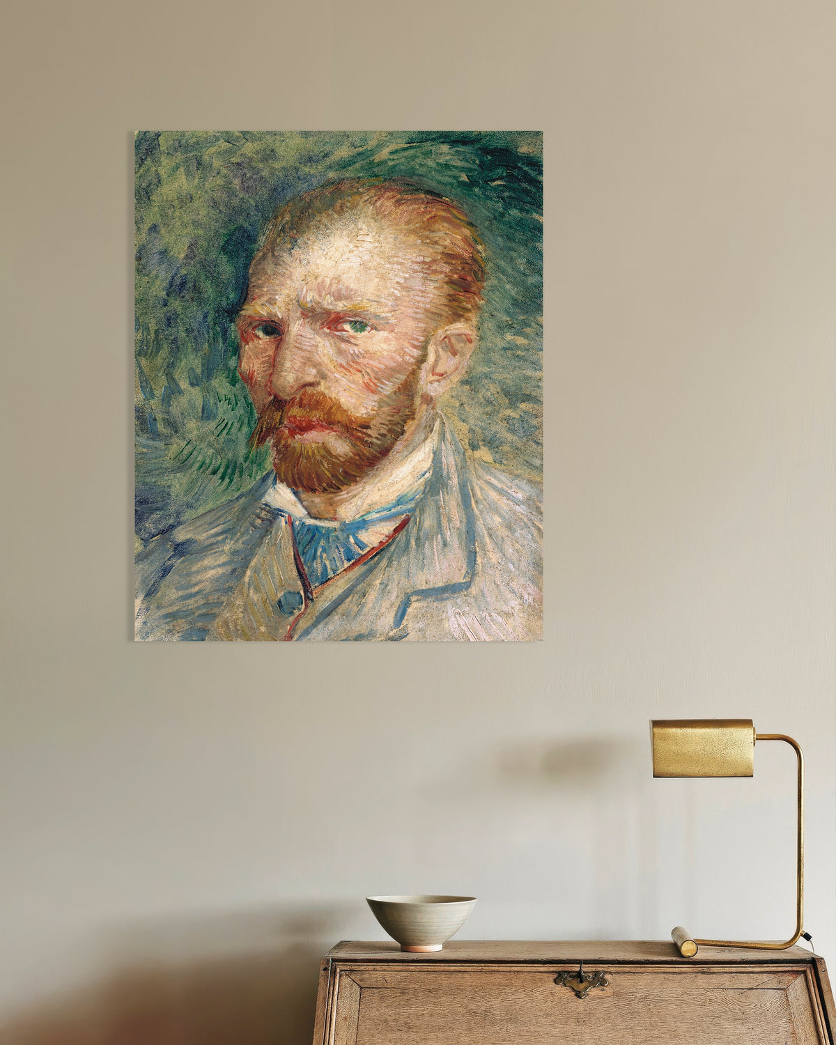 Poster di Autoritratto su sfondo verde (1886) di Vincent van Gogh