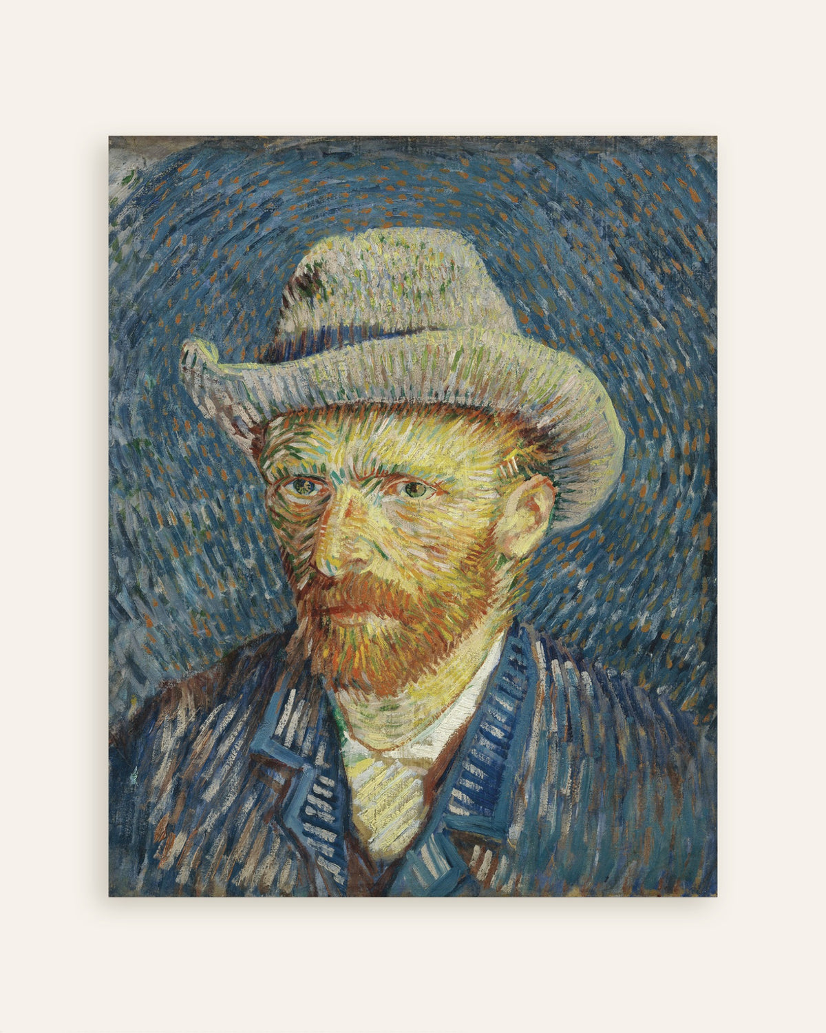 Poster di Autoritratto con cappello di feltro grigio (1887) di Vincent van Gogh, miniatura