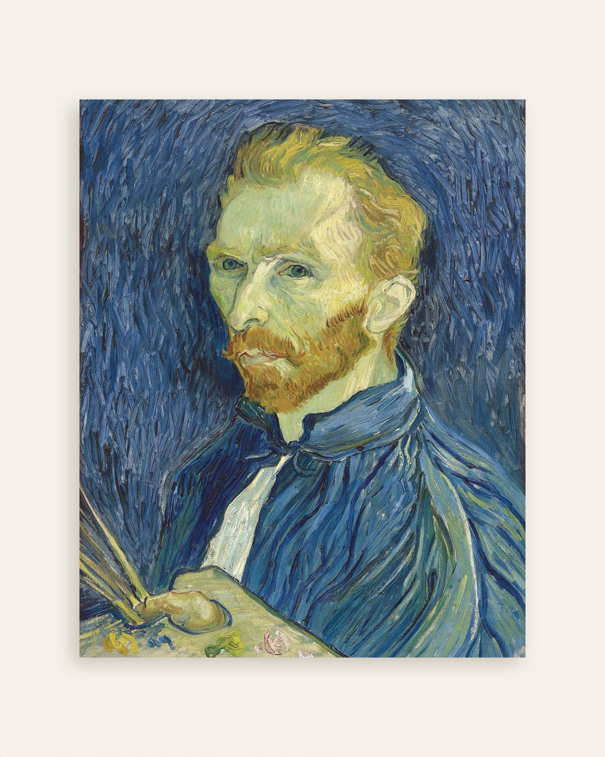 Poster di Autoritratto con tavolozza (1889) di Vincent van Gogh, in miniatura