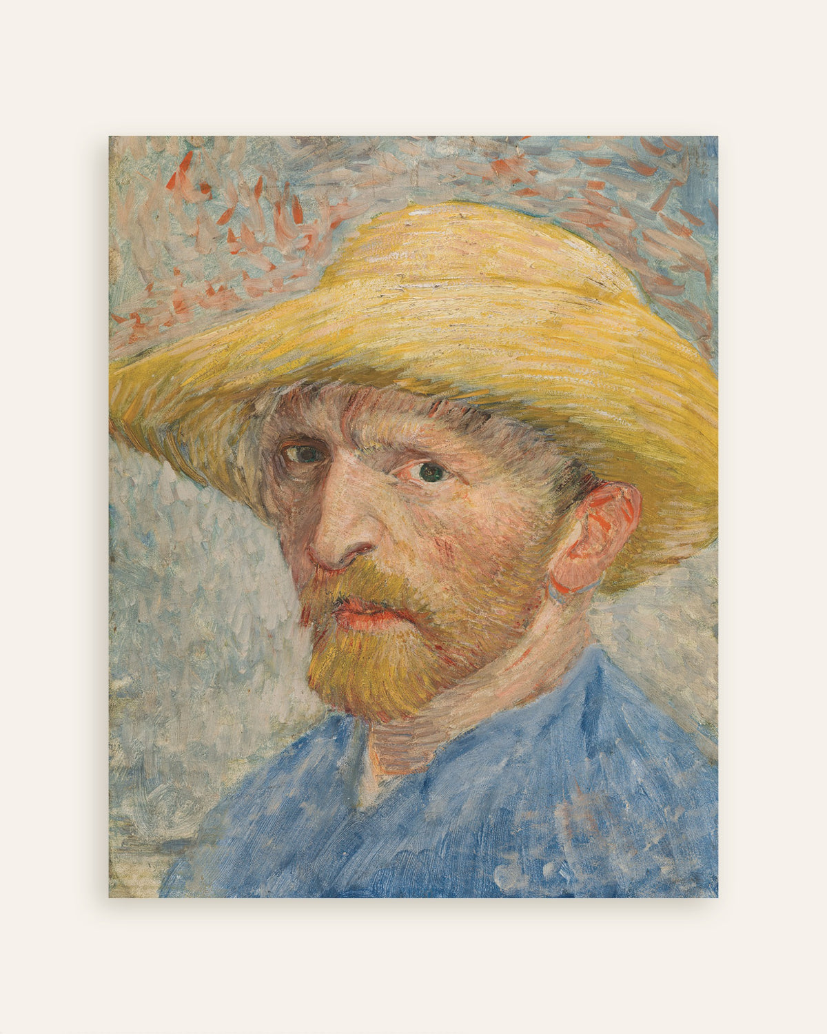 Poster di Autoritratto con cappello di paglia e blusa blu (1887) di Vincent van Gogh, miniatura