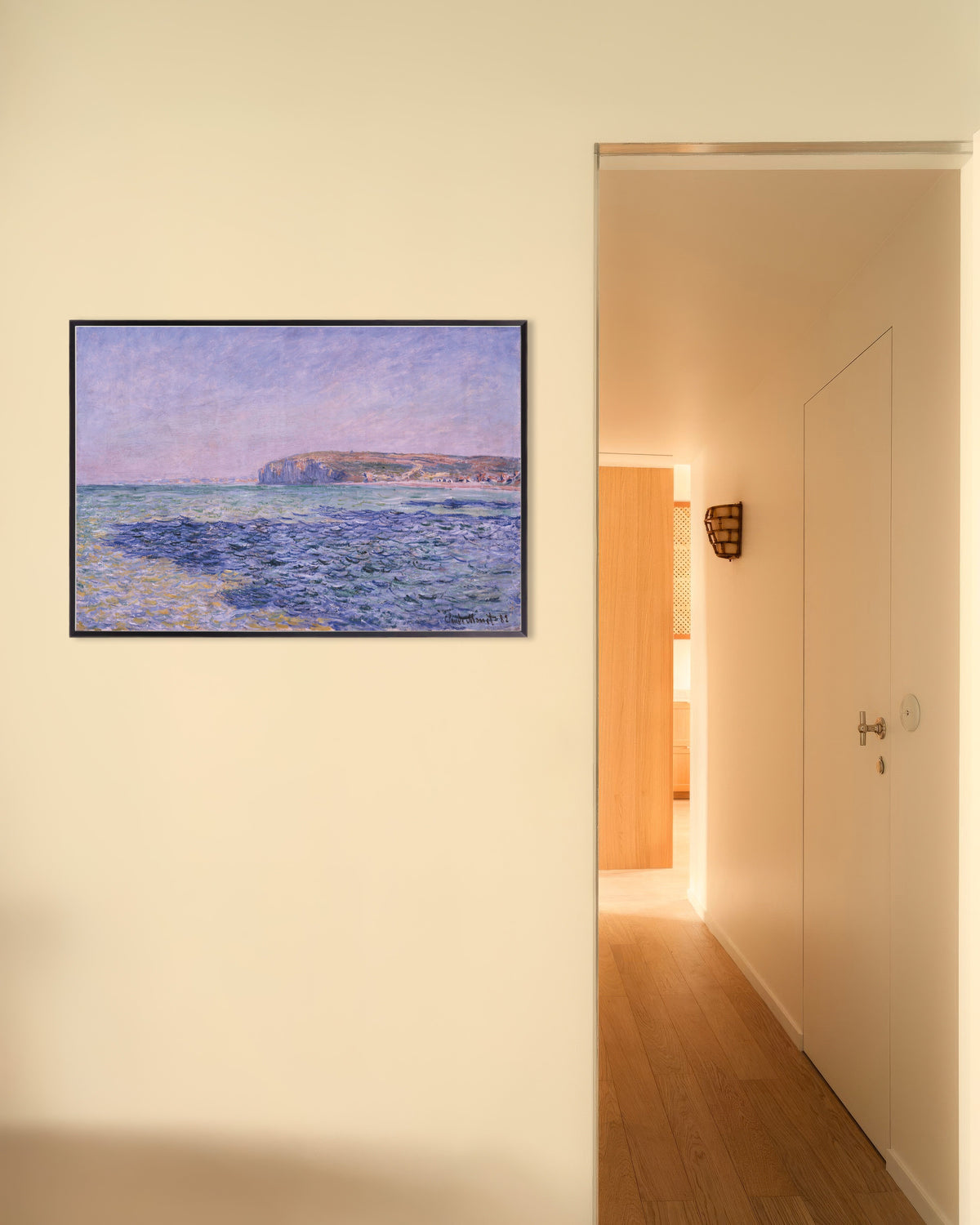 Poster Ombre sul mare, scogliere di Pourville (1882) di Claude Monet con cornice in metallo