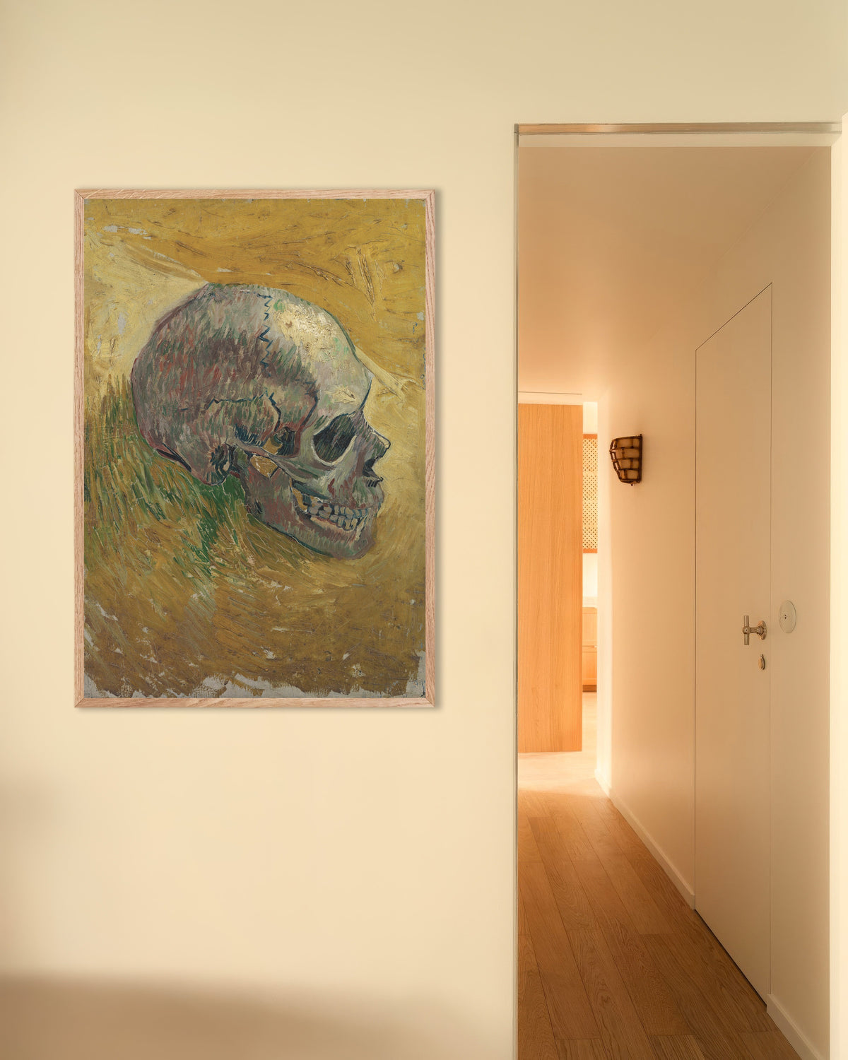 Poster di Teschio (1887) di Vincent van Gogh, con cornice in legno naturale