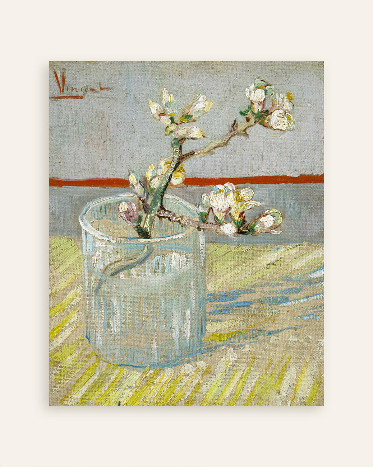 Poster di Ramo di mandorlo in fiore in un bicchiere (1888) di Vincent van Gogh, miniatura