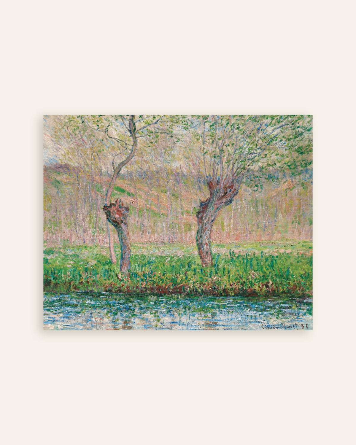 Poster Primavera, salici (1885) di Claude Monet, miniatura