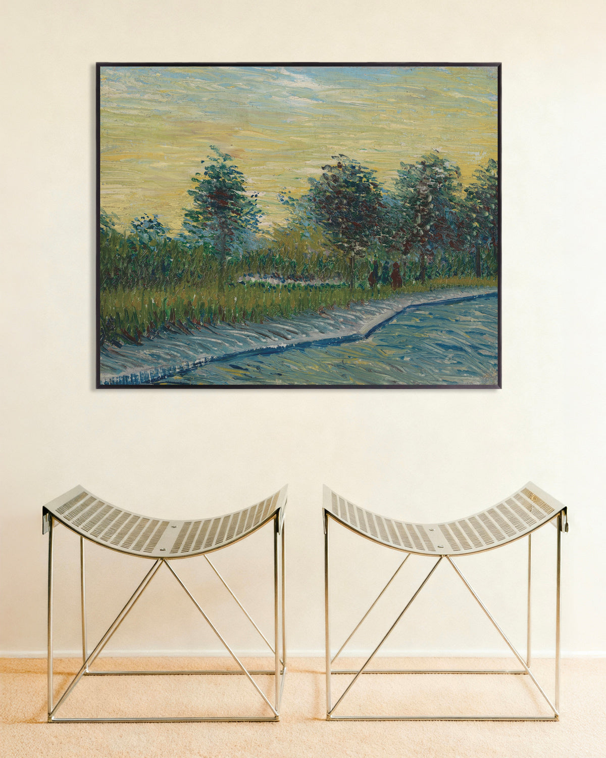 Poster: Piazza Saint-Pierre al tramonto (1887) di Vincent van Gogh, con cornice in metallo
