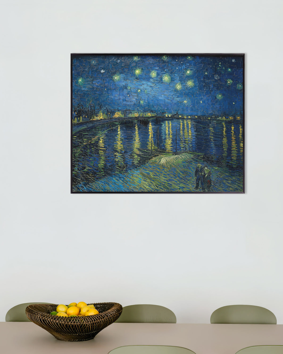 Poster di Notte stellata sul Rodano (1888) di Vincent van Gogh, con cornice in metallo