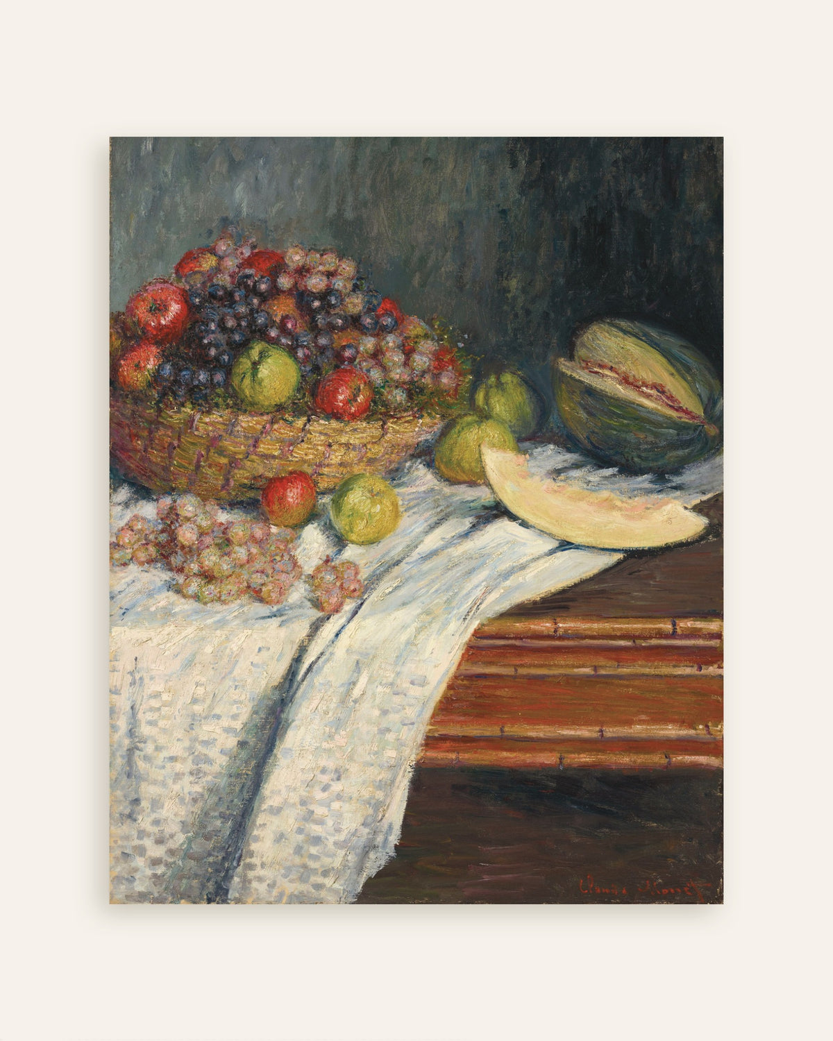 Poster Natura morta con melone (1879) di Claude Monet, miniatura
