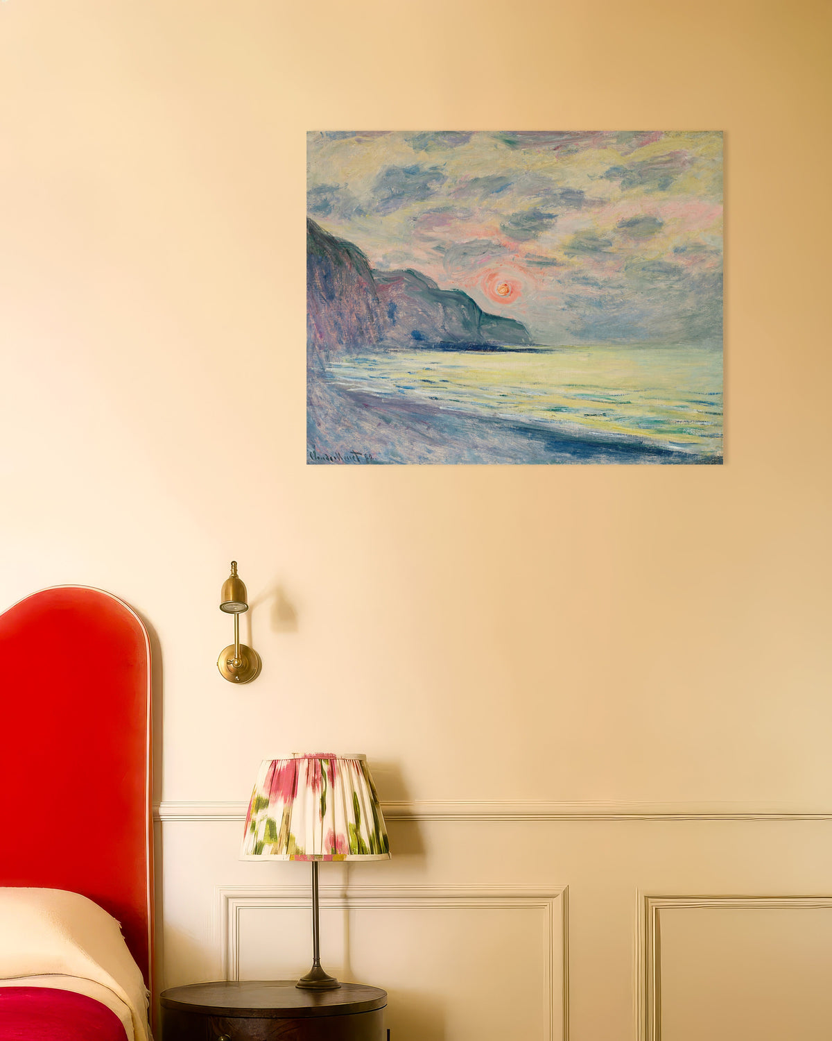 Poster Tramonto, tempo nebbioso, Pourville (1882) di Claude Monet