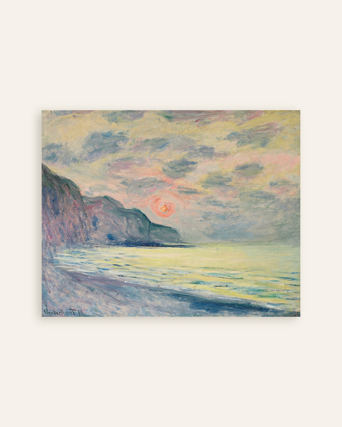 Poster Tramonto, tempo nebbioso, Pourville (1882) di Claude Monet, miniatura