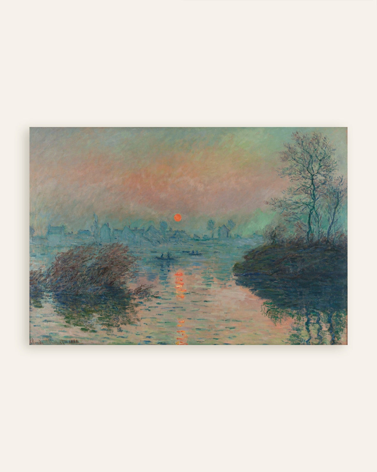 Poster Tramonto sulla Senna a Lavacourt, effetto invernale (1880) di Claude Monet, miniatura