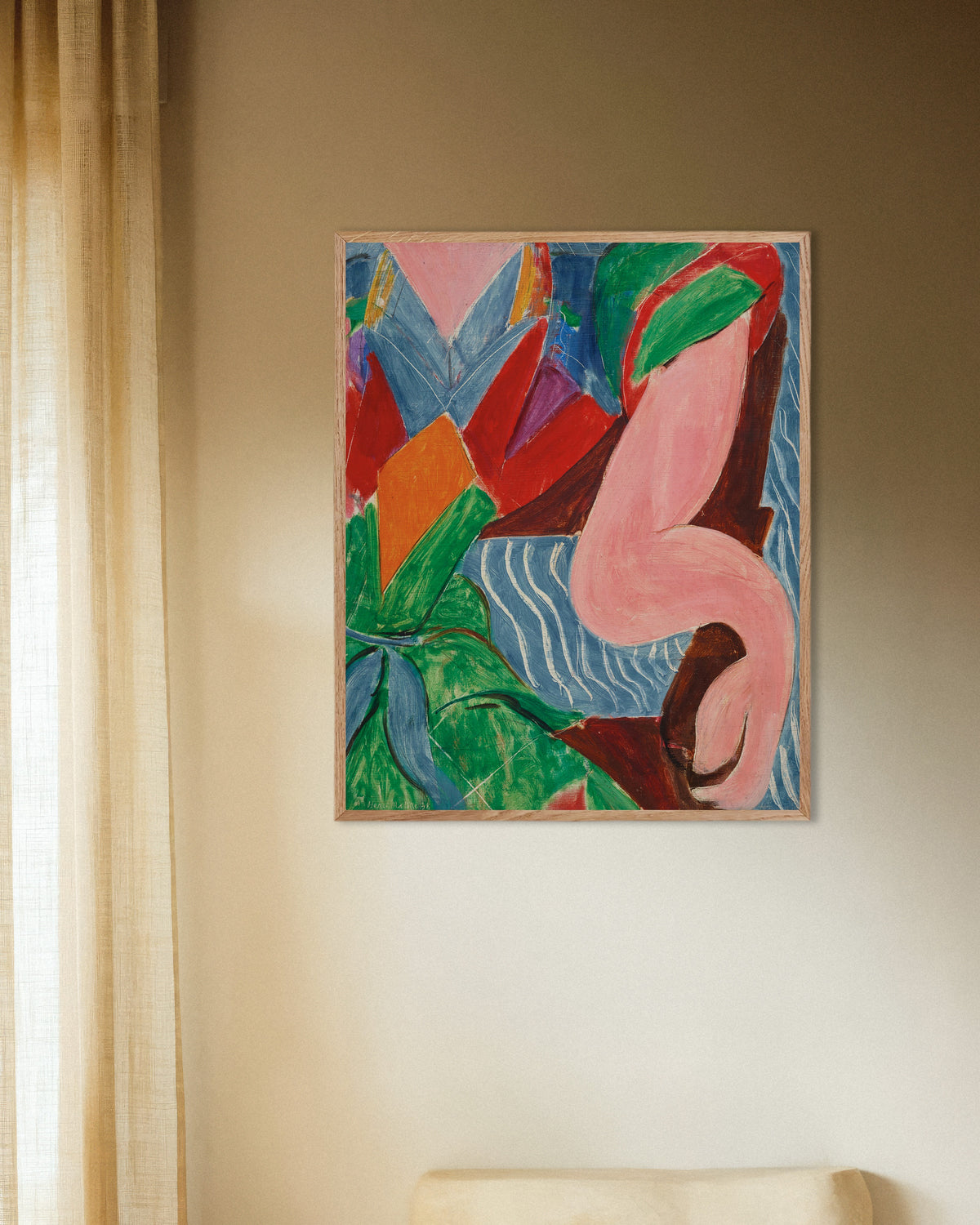 Poster di Il braccio (1938) di Henri Matisse, con cornice in legno naturale