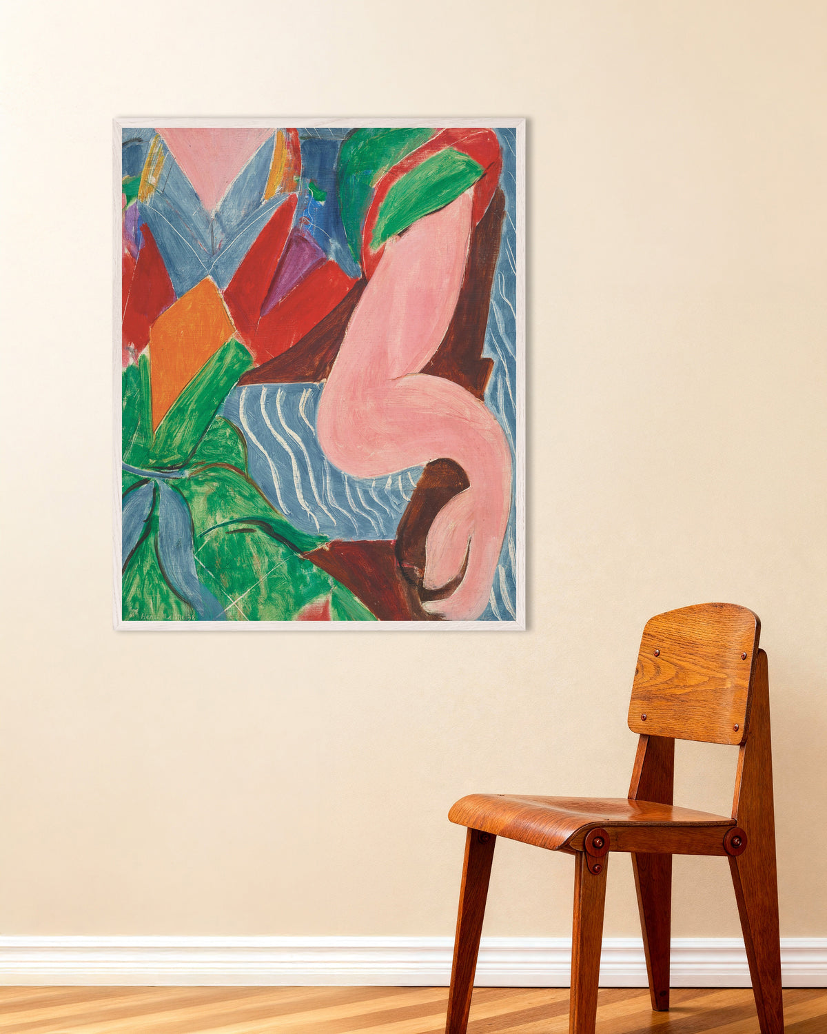 Poster di Il braccio (1938) di Henri Matisse, con cornice in legno bianco
