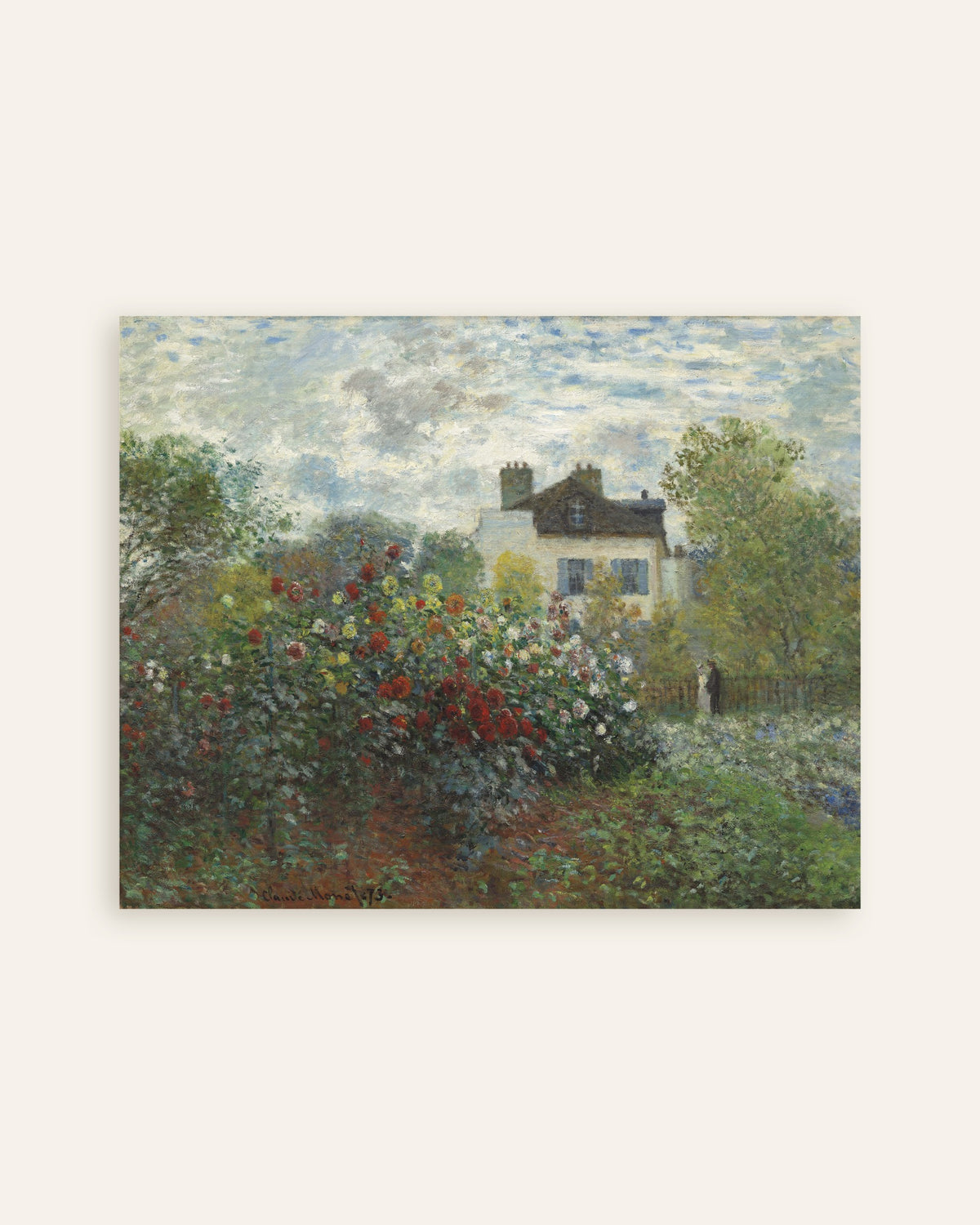 Poster Il giardino dell'artista ad Argenteuil, un angolo con dalie (1873) di Claude Monet, miniatura