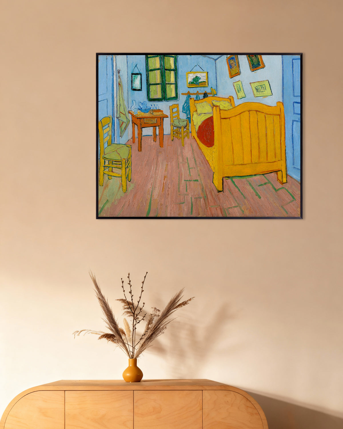 Poster di La camera da letto (1888) di Vincent van Gogh, con cornice in metallo
