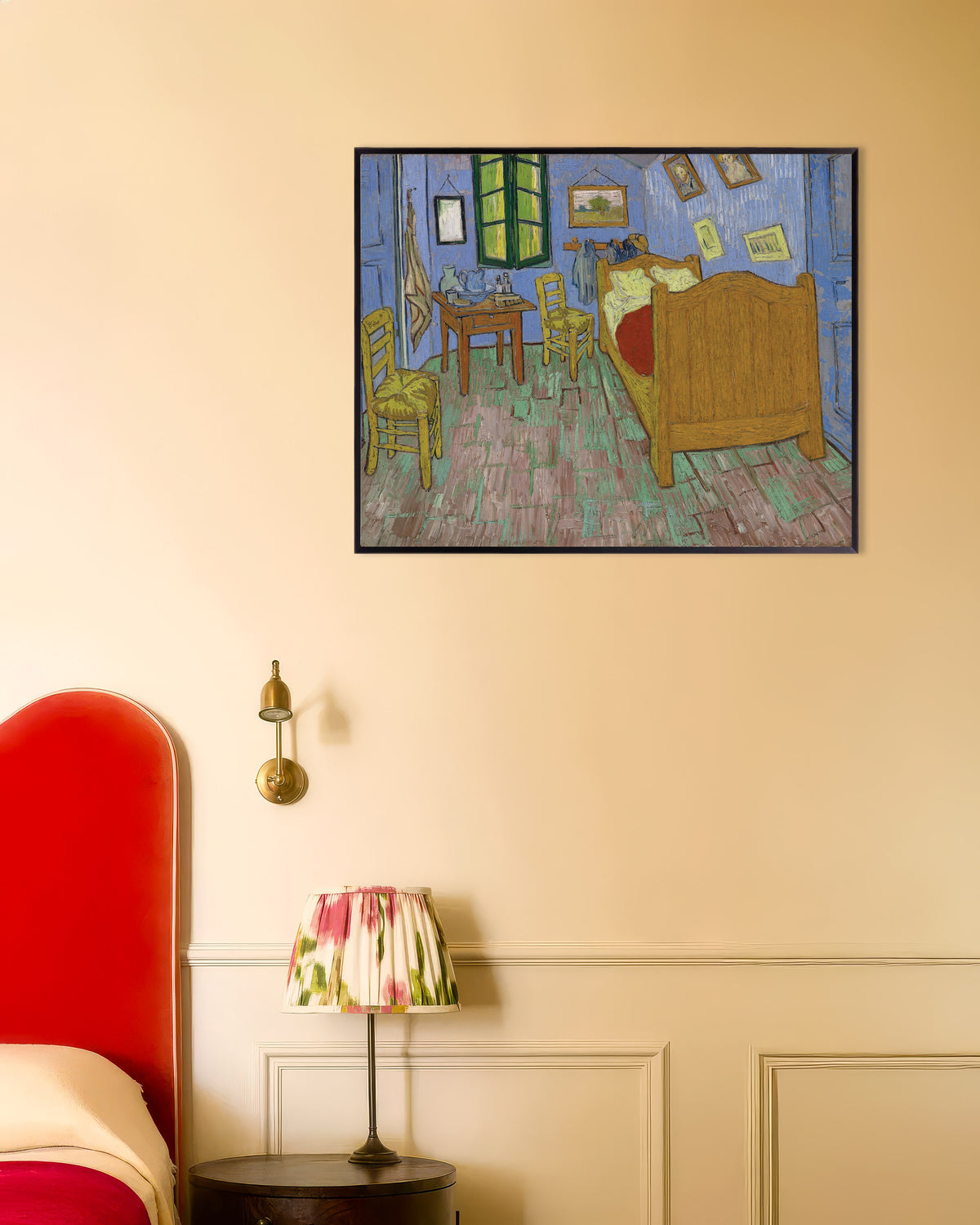 Poster di La camera da letto, versione di Saint-Rémy (1889) di Vincent van Gogh, con cornice metallica