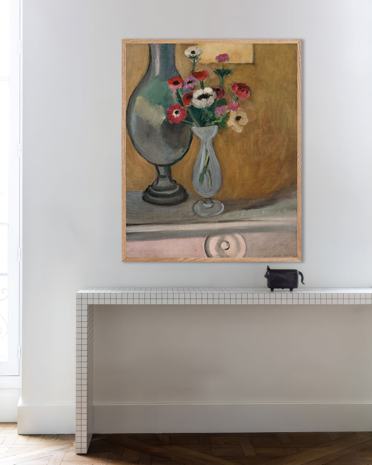 Poster di Il bouquet di anemoni (1918) di Henri Matisse, con cornice in legno naturale