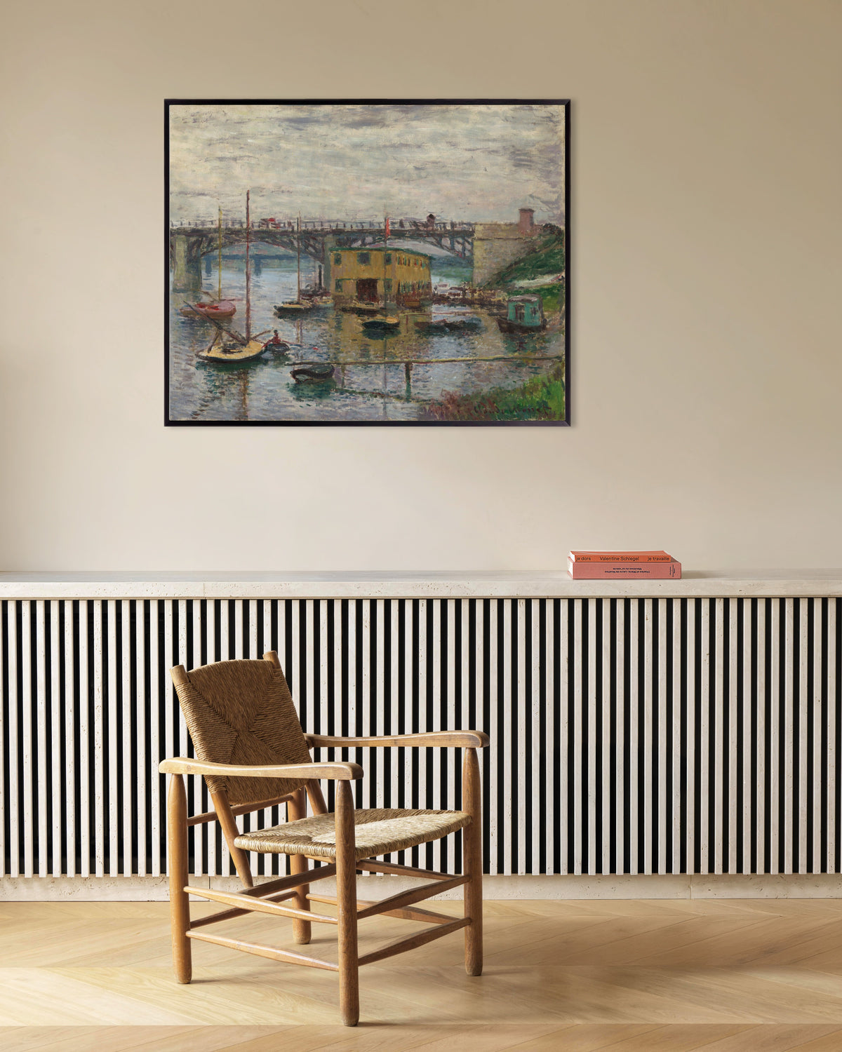 Poster Il ponte di Argenteuil in una giornata grigia (circa 1876) di Claude Monet con cornice in metallo