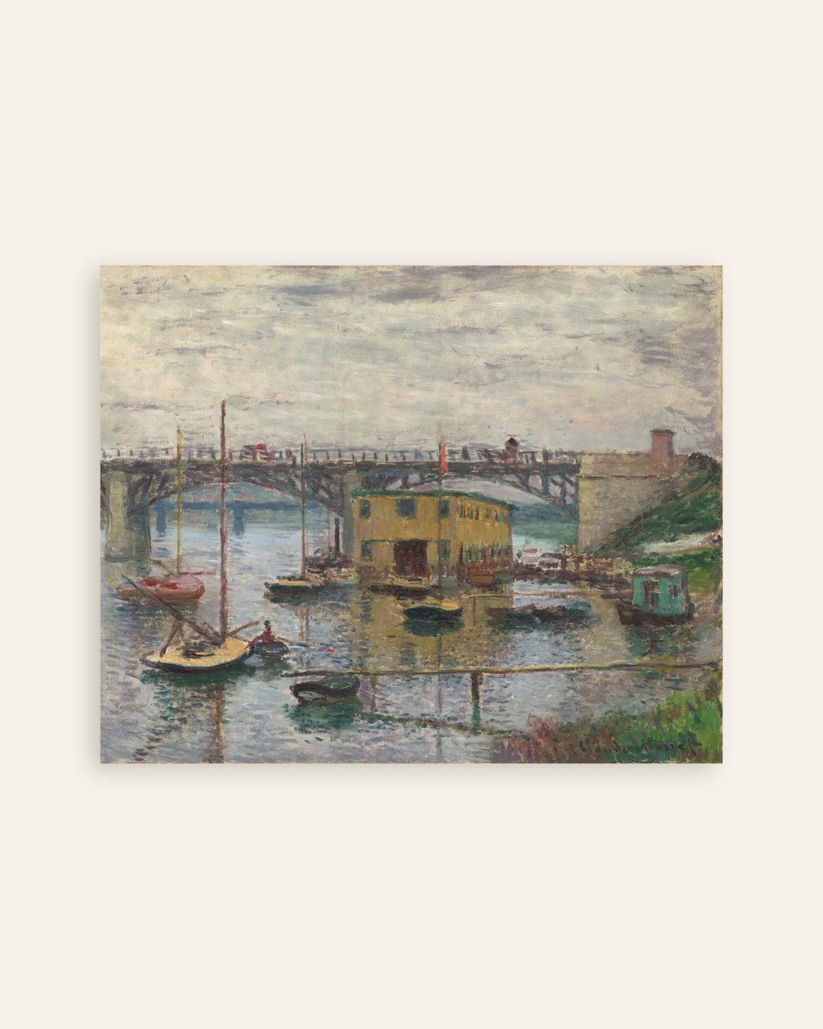 Poster Il ponte di Argenteuil in una giornata grigia (circa 1876) di Claude Monet, miniatura