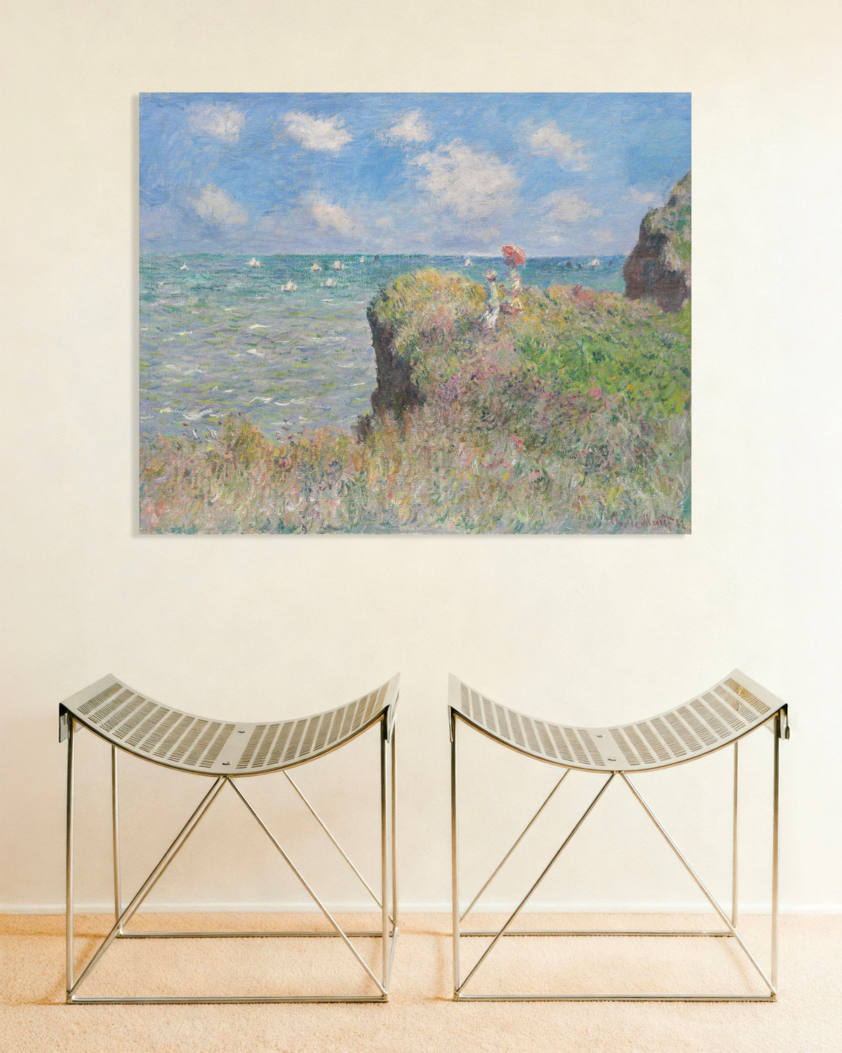 Poster Passeggiata sulla scogliera a Pourville (1882) di Claude Monet