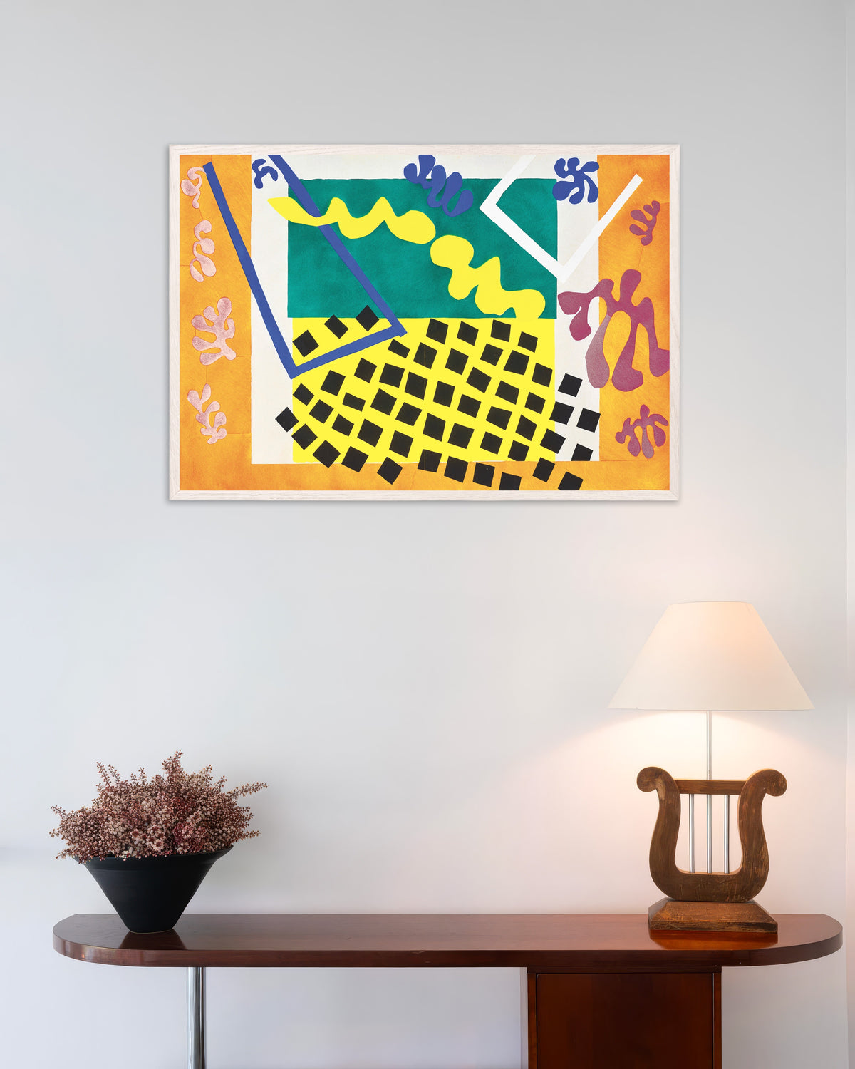 Poster di I Codomas (Jazz, 1947) di Henri Matisse, con cornice in legno bianco