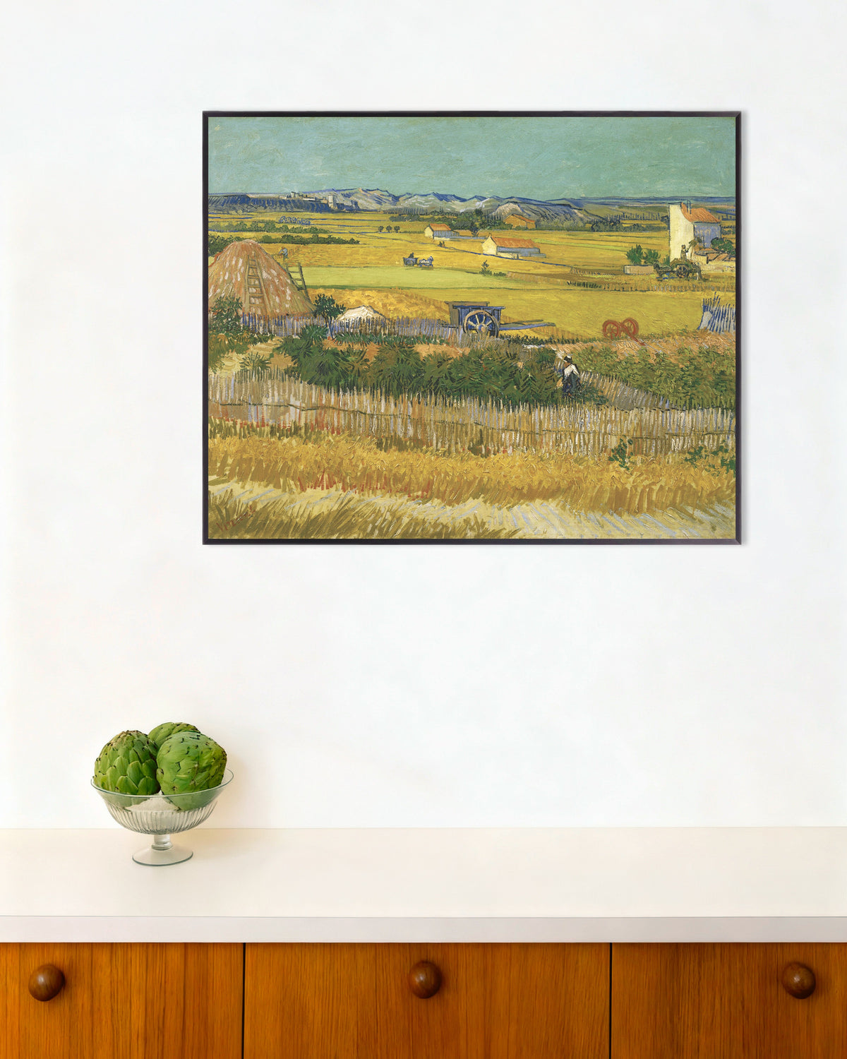 Poster de Il raccolto (1888) di Vincent van Gogh, con cornice in metallo