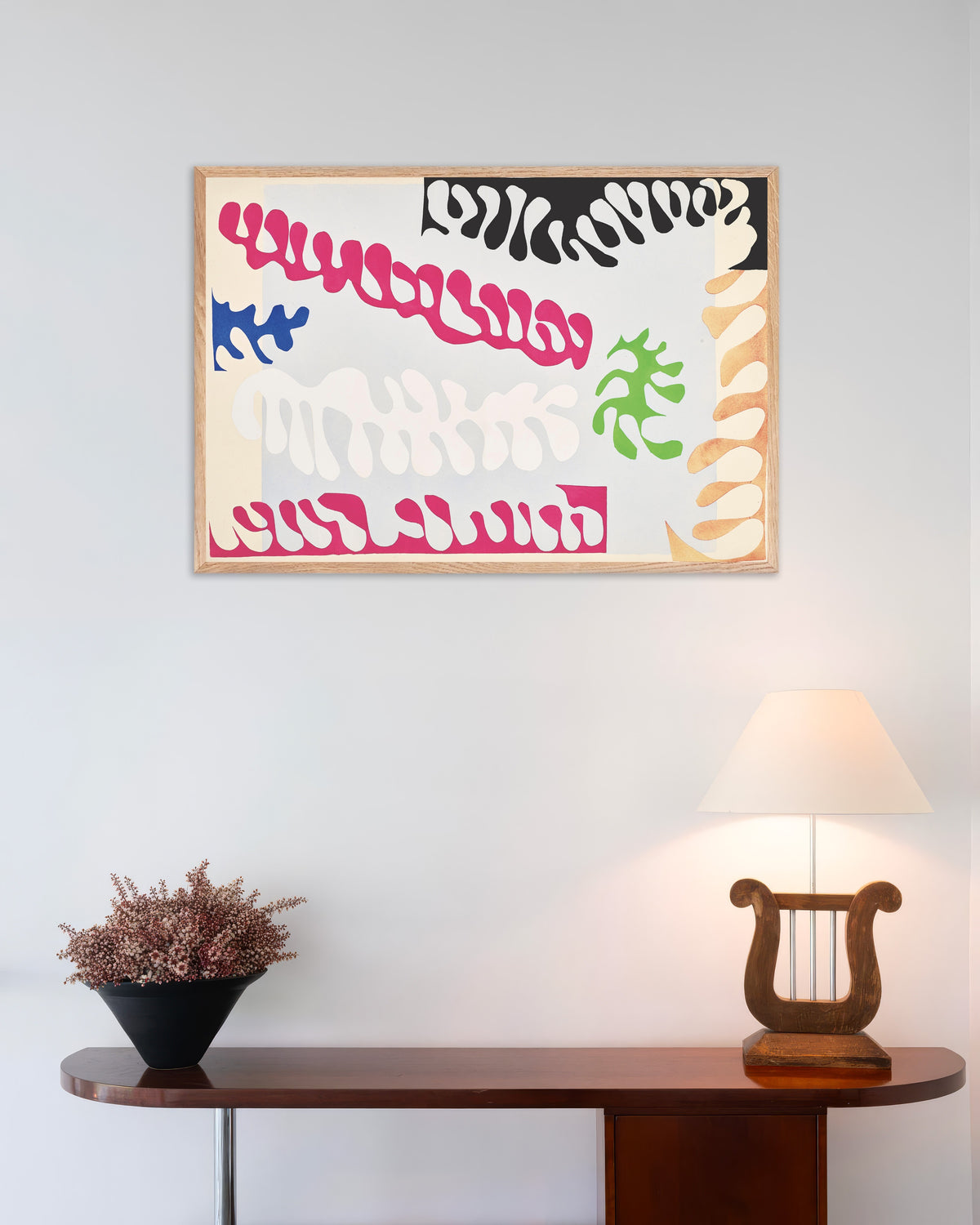 Poster La laguna in rosa e bianco (Jazz, 1947) di Henri Matisse, con cornice in legno naturale