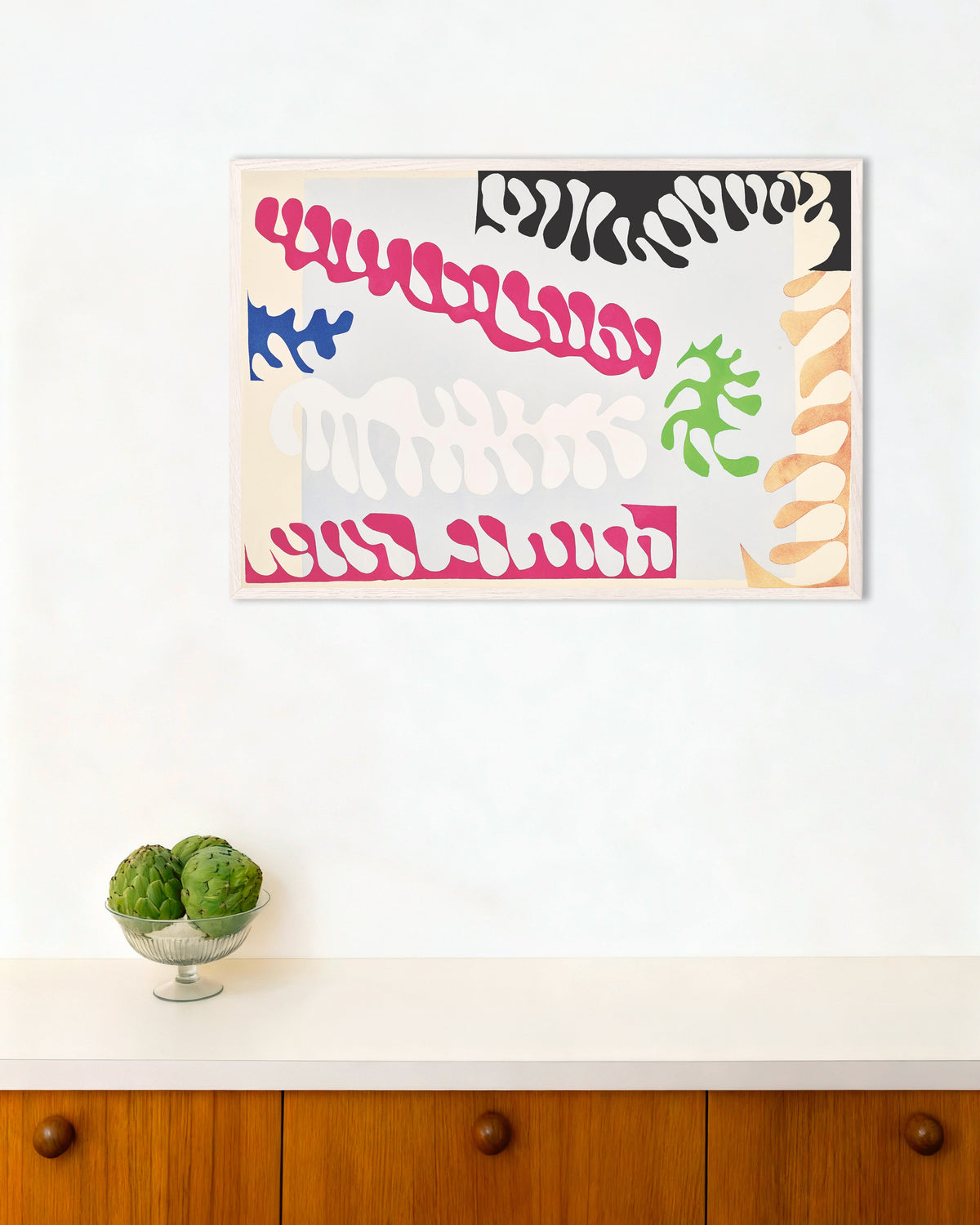 Poster La laguna in rosa e bianco (Jazz, 1947) di Henri Matisse, con cornice in legno bianco