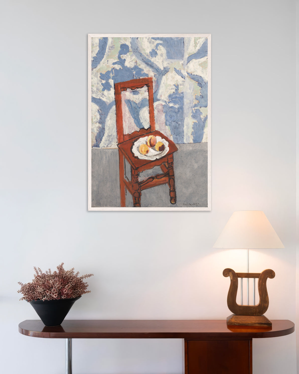 Poster di La sedia Lorraine (1919) di Henri Matisse, con cornice in legno bianco