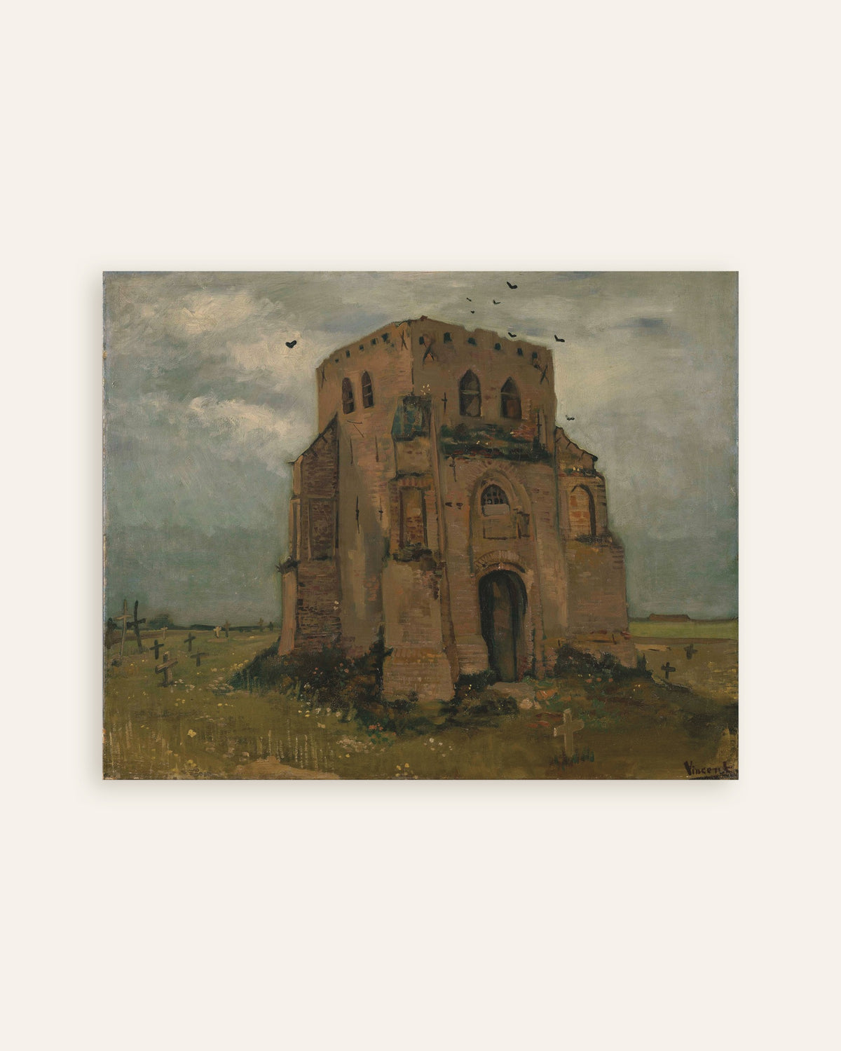 Poster dell’opera La vecchia torre della chiesa di Nuenen (1885) di Vincent van Gogh, miniatura