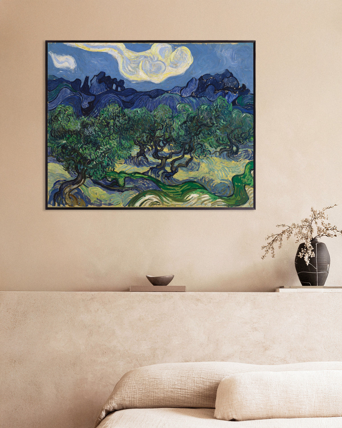 Poster de Gli ulivi (1889) di Vincent van Gogh con cornice in metallo