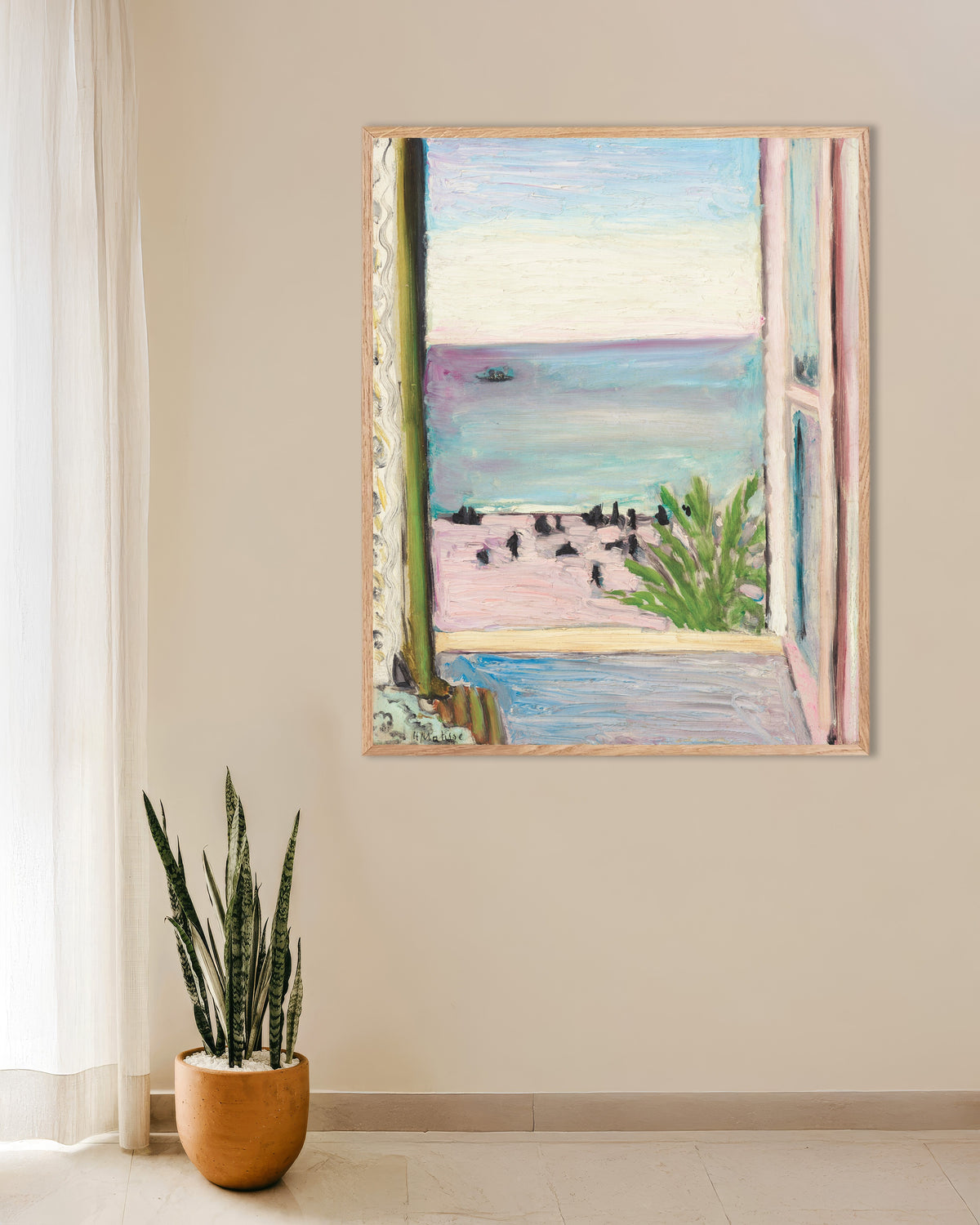 Poster di La finestra aperta (1918) di Henri Matisse, con cornice in legno naturale