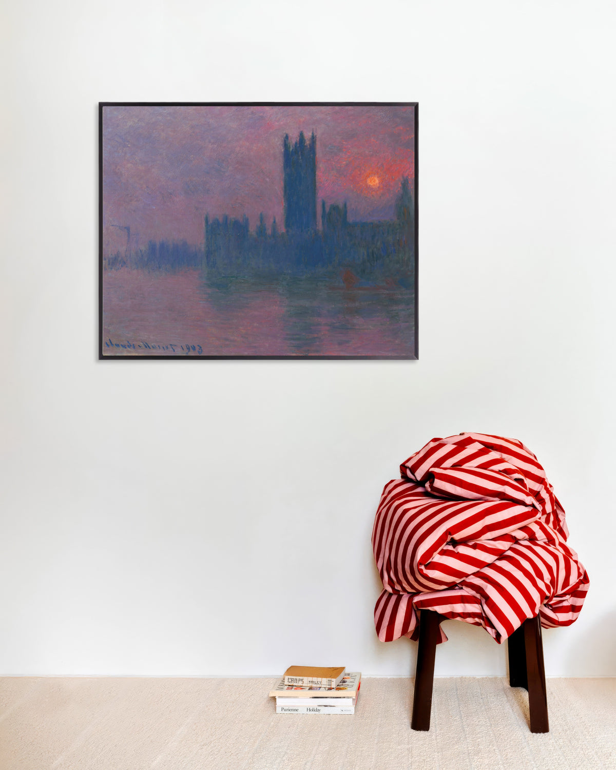 Poster Il Parlamento, sole al tramonto (1900–1903) di Claude Monet con cornice in metallo