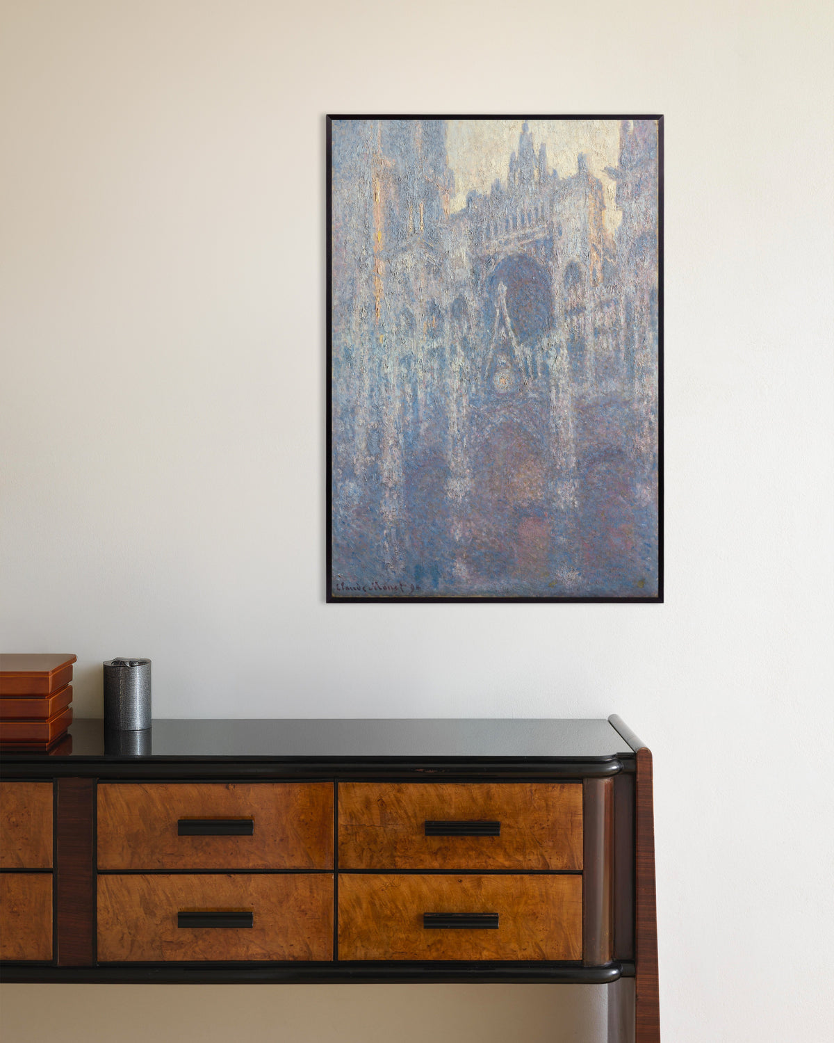 Poster Il portale della cattedrale di Rouen nella luce del mattino (1894) di Claude Monet con cornice in metallo