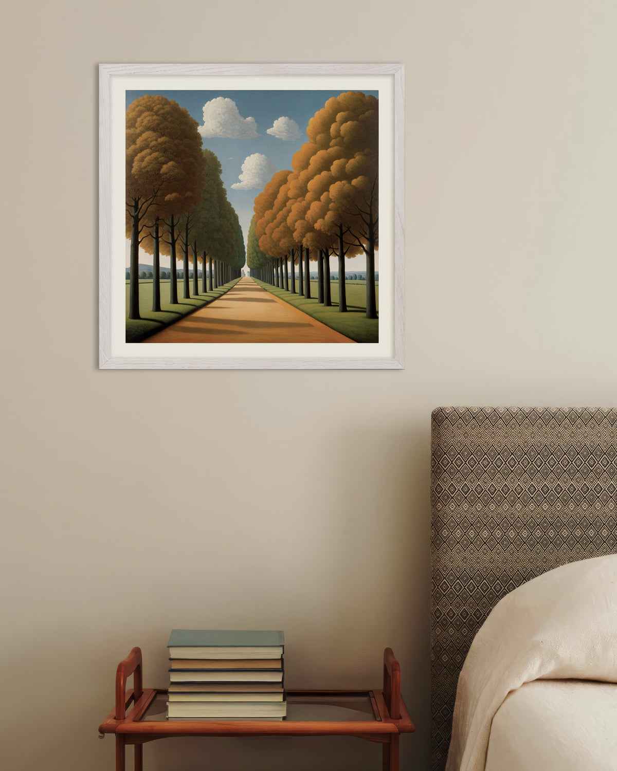 Poster La strada verso l’eternità con cornice in rovere bianco