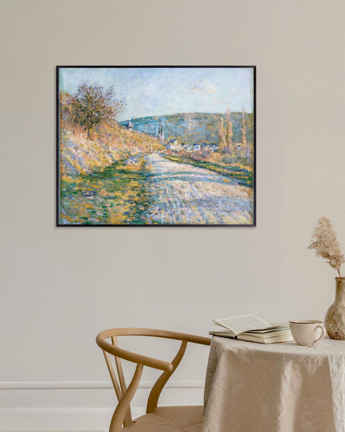Poster La strada per Vétheuil (1879) di Claude Monet con cornice in metallo