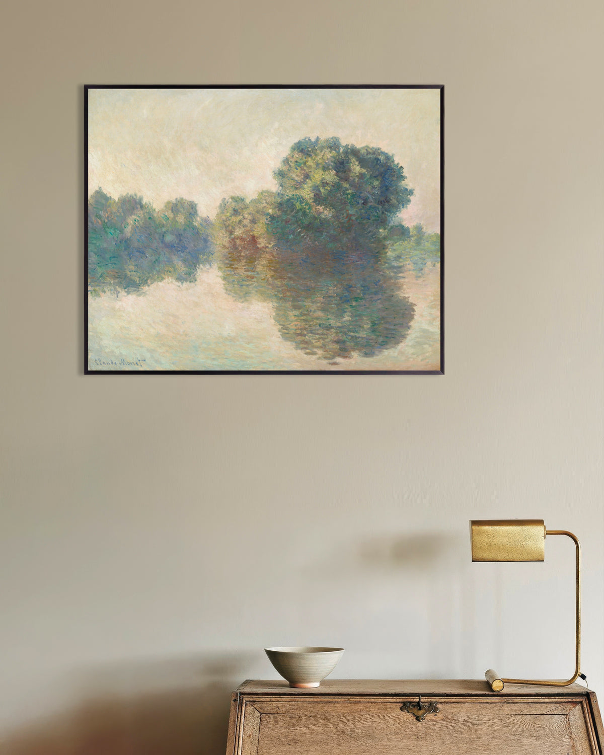 Poster La Senna a Giverny (1897) di Claude Monet con cornice in metallo